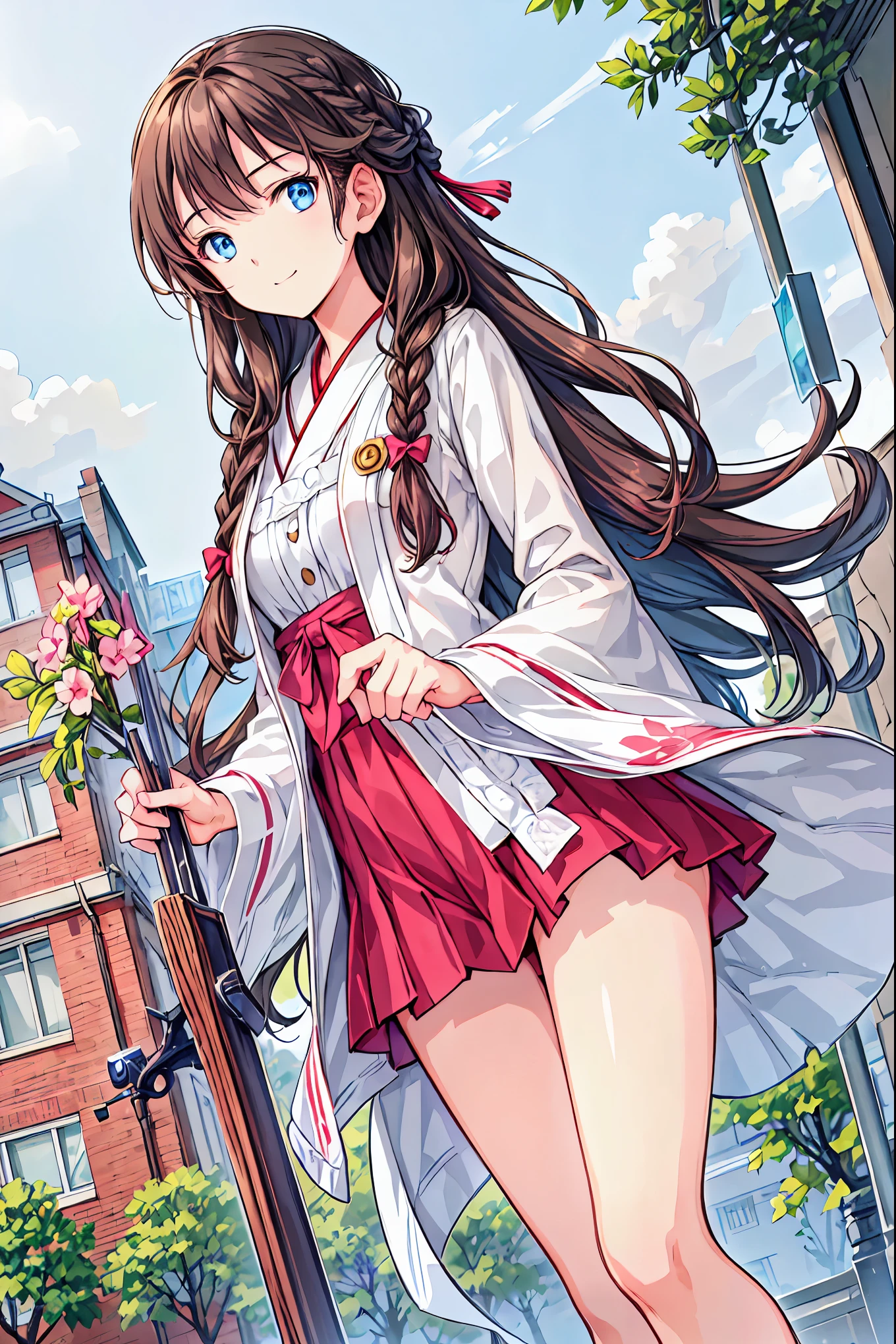 Winter clothes、Red coat、Bare legs、( top quality ,Masterpiece:1.3, Ultra-Fine ),( very detailed, caustics ,8k),( realistic :1.4,RAW shooting),18 years old, Japanese , cute, Looking at the camera and smiling ,( faces :1.2),( face close-up :1.2),(Low position:1.3),( low angle:1.4), brown hair, Shortcut , slender beauty , messy hair,Cityscape, brown hair, Shortcut , tousled hair , short braided hair,Neat, slender and beautiful woman with C cup breasts ,Correct posture, small breasts, Beautiful Legs, Enchanting gray-blue eyes shine like stars ,Droopy eyes, bright color , beautiful eyes,A delicate smile, Textured Skin, BEST QUALITY BEST , A humorous parody of a gentle and beautiful woman writing directly from the bottom of the depth of the dress border , anime style、