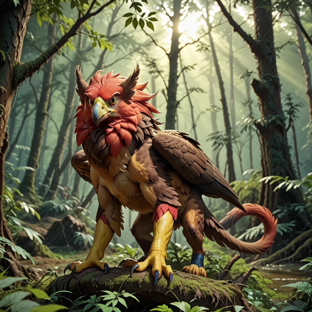 (1beast) griffin, in a deserted forest, masterpiece, dramatic lighting, highly detailed, depth of field