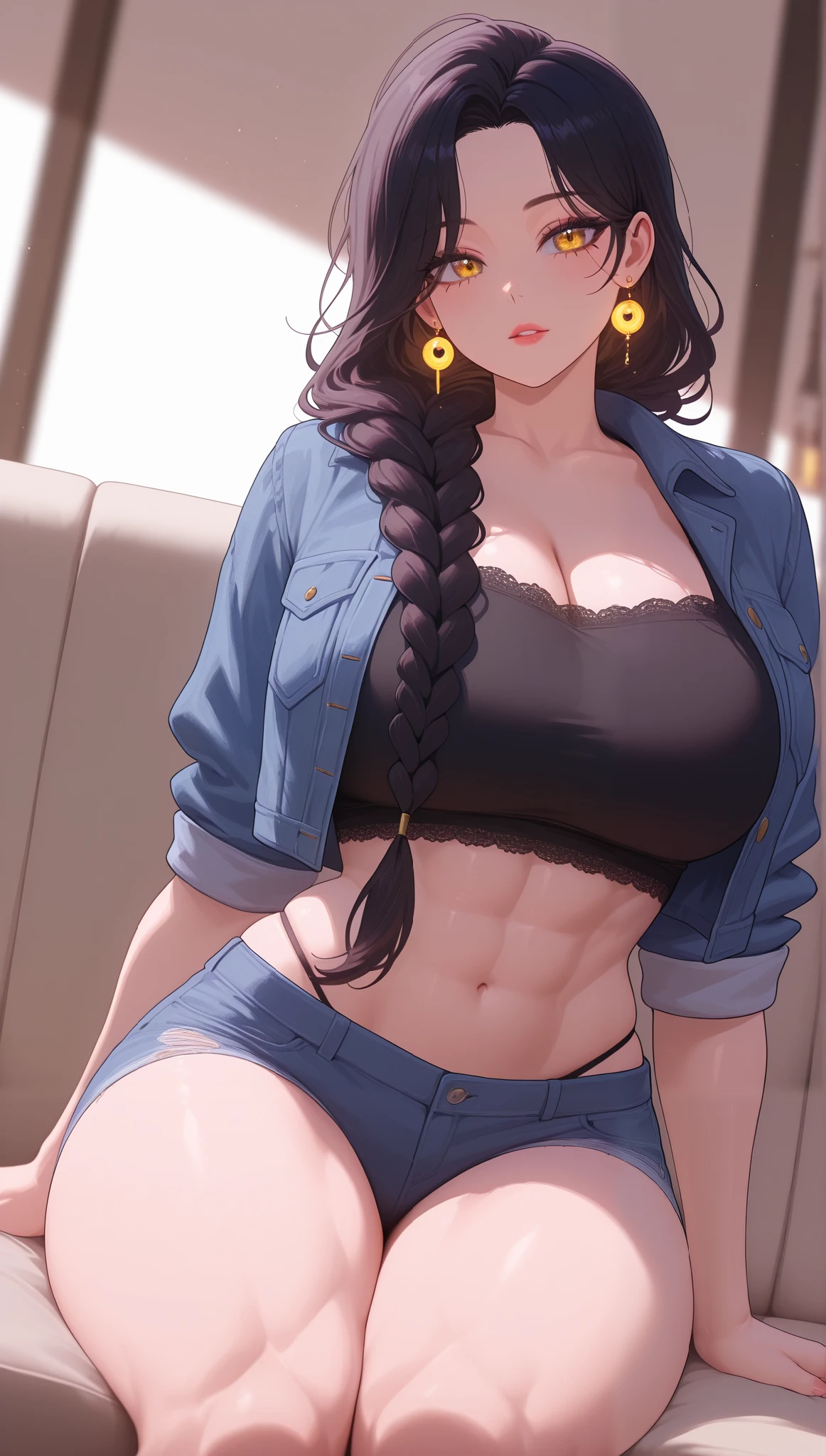 (Hinata Hyuga, muito sensual, com roupas apertadas, bunda grande, pernas grossas, Wearing extremely tight jeans, usando uma mini blusa, umbigo com pirsing, cabelo grande, Speaker behind, muito realista, extremamente sexy, 8k, 8k extremamente detalhado), (um extremamente delicado e bonito), (obra-prima), (melhor qualidade: 1.0), (ultra highres:1.0)