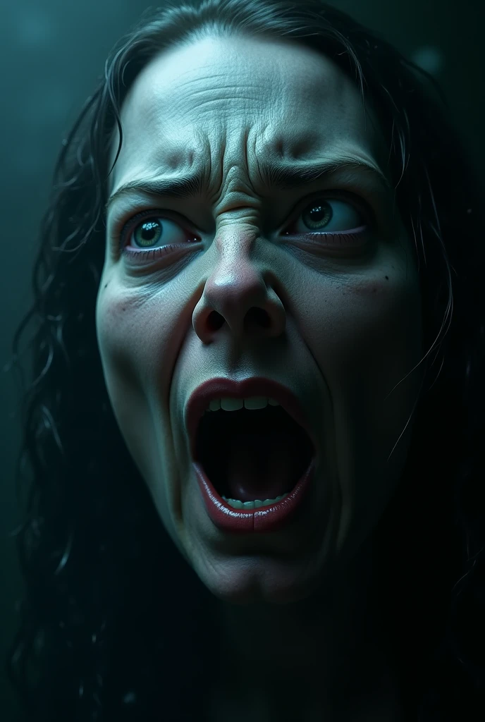 Horror-themed,  From below, In a Fantasy Middle-earth world in the dark ages Gollum Smeagol Andy Serkis a close up of a person with a weird face surprise look,1girl,solo,looking at viewer,open mouth,teeth,portrait,realistic,old,horror (theme),old woman , dramatic light, dramatic shadow light, film contrast, cinematic film color, cinematic film look, filmic, realistic, realism, perfection, perfect, movie still, fantasy drama, epic drama, fictional, Age of Wonders, Age of Empires, warriors,  Medieval style, middle ages, dungeons and dragons style, different people, different, unique, kingdoms and castles, violent, aggressive, detailed, perfection, detailed face, detailed body, detailed hands, detailed eyes, sharp, horror themed, dark themed, epic fantasy adventure film style, Legendary, mythical, The Lord of the Rings style, Eerie, unsettling, dark, spooky, suspenseful, grim, highly detailed