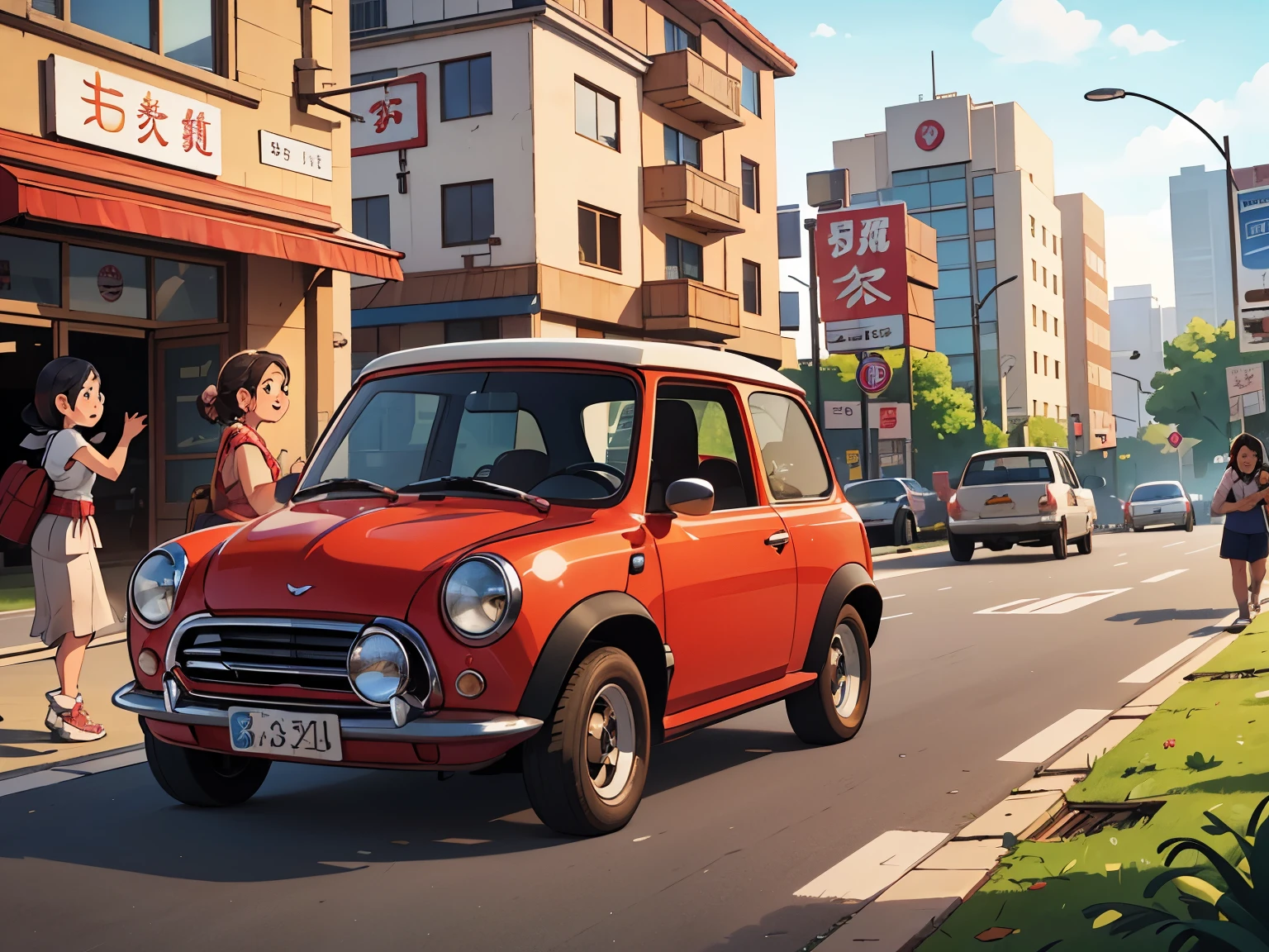     octane rendering、(    very detailed  : 1.2)、(Soft light、   sharp: 1.2)、、countryside、 old red Japanese modified mini car，Front spoiler，Rear wing，   over fender，Sports Muffler，  very beautiful Japanese floral kimono  ，Pretty obi  ，  hair ornament，  cute young girl  ， Car in the passenger seat   ，  dynamic driving experience  ，street，    urban lifestyle    ，Fast and Agile, Agile handling，Do a four-wheel drift，  sneakers，  is naked underneath the jacket and is on the table  ，      accurate to human body structure ，Laughter，  dazzling light  ，It will happen:1.2，  Tamiya box art:1.2，  Tamiya box art，