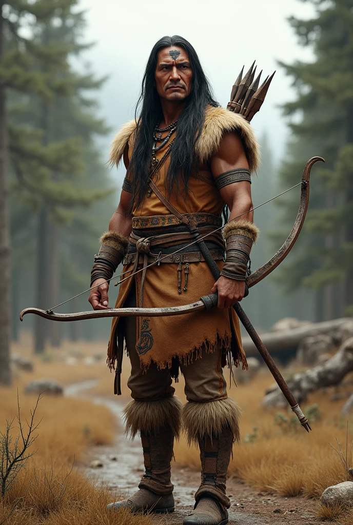(extremely detailed CG unity 8k wallpaper,masterpiece, best quality, ultra-detailed),(best illumination, best shadow, an extremely delicate and beautiful),floating,

[(dynamic angle,((1guy)), muscular, fighting off multiple brown bears in the middle of the forest, fierce expression, detailed and realistic brown eyes, native american headdress and clothing, brown war paint on face, dirt and scratches on skin and clothing, twigs and branches in the background, medium shot): :0.9],

[ :(colorful forest,depth of field,leaves and grass, dirt and mud on the ground, red and orange leaves scattered around, dramatic clouds in the sky, Volum