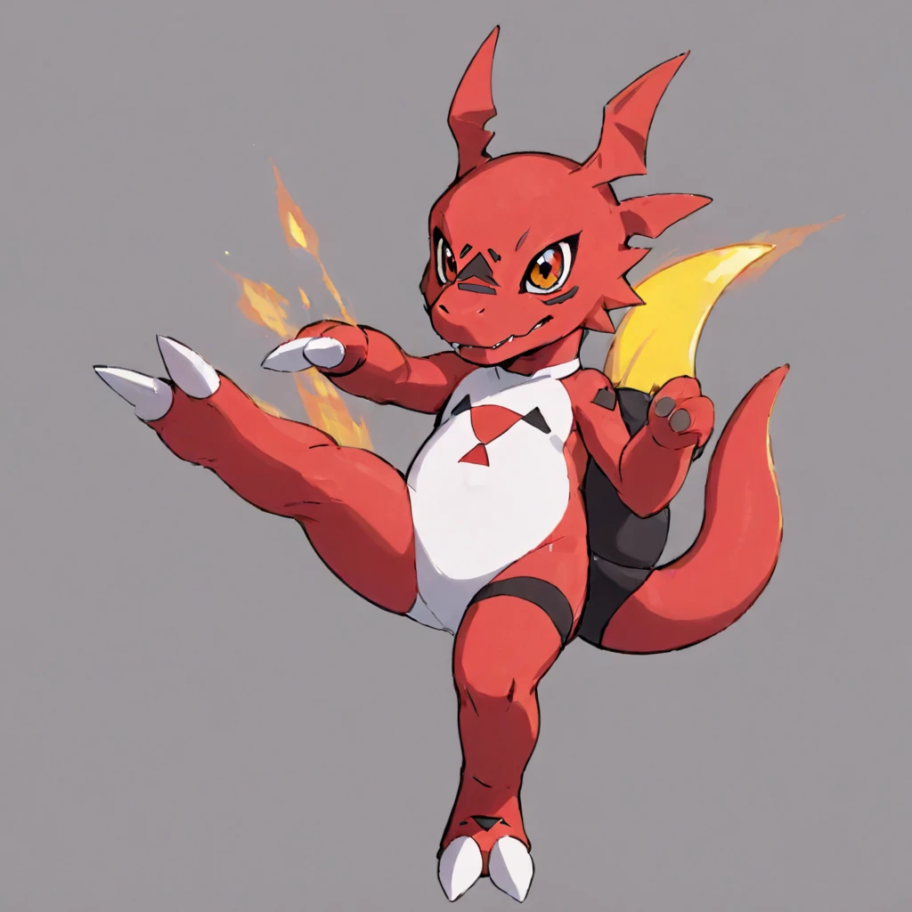  masterpiece,  better quality, guilmon, Official Digimon,  karate uniform , dagasi style ,  karate side kick 