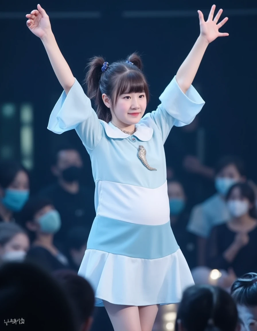 live-action girl gold Research Facilities Japanese Pregnant belly A group of girls in pig-shaped Zentai long dresses are changing into slime rubber suits Shiny rubber suit dress Slime monster transformation smile