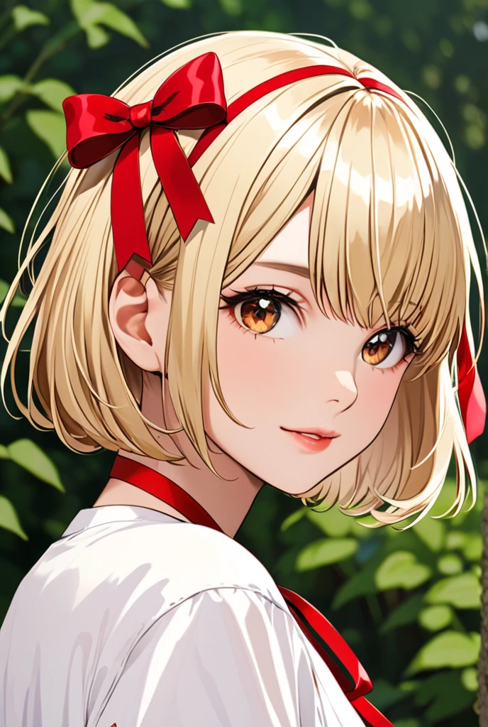 (masterpiece, best quality:1.2), 1girl, janneke kollen, foreign, large breasts, dutch female, female, solo, short hair, twintails, brown hair, blunt bangs, anime coloring, highly detailed, facing viewer, red teddy, green eyes, tsurime, shy, red lips, looking to the side