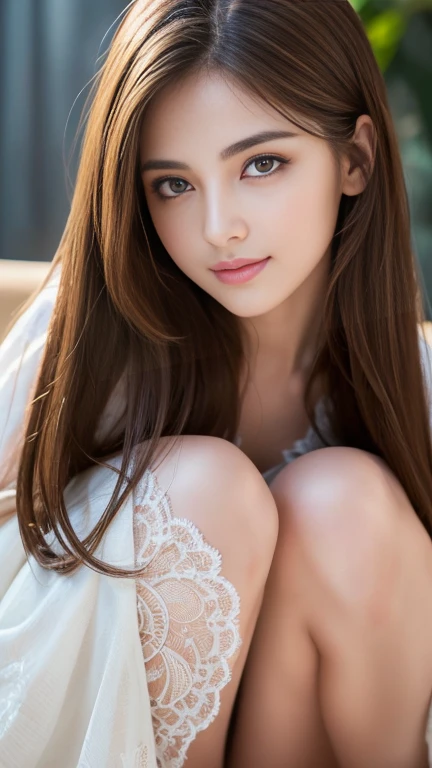 8K RAW Photos、High resolution、25-year-old female teacher、Dark brown long hair、Bans、Formal Shirt、Frilled Skirt、A cheerful smile、Long eyelashes、Beautiful double eyelids、eye shadow、Beautiful slim legs、pantyhose、Daytime staircase、squat、get up、Spread your legs、Luxury High Heels、(Intricate details:1.4),(Photorealistic:1.4),Octane Rendering, 複雑な3DレンダリングのSuper detailed, Studio Soft Light, Rim Light, Vivid Details, Super detailed, Realistic skin texture, Detailed aspect, Beautiful details in the eyes, (Detailed Background:1.2)    Pink lace underwear、frontage、Embarrassing、Shyness、cute