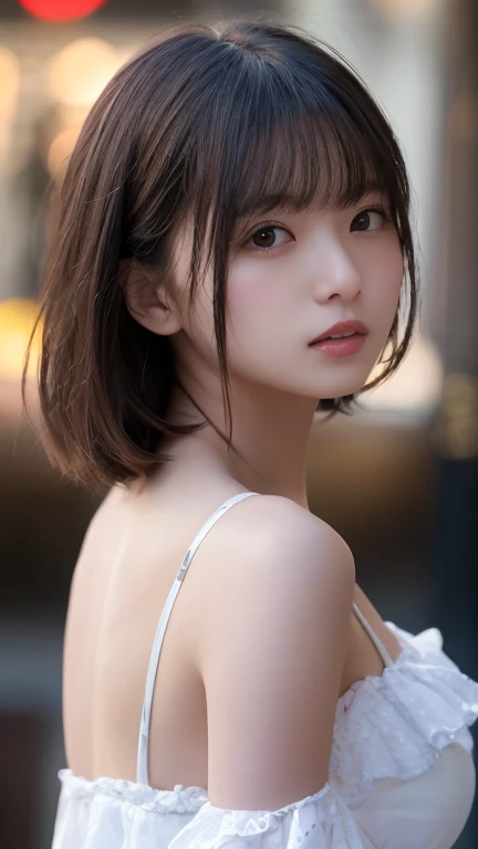 random pose, mix4, (8k, RAW photo, best quality, masterpiece: 1.45), (realistic, photorealistic: 1.37), one girl, cute, cityscape, night, rain, wet, professional lighting, photons mapping, radiosity, physically based rendering, gradient black hair, gray hair, short curly hair, handsome, girl, Deep V-neckline slip dress, top quality photo, high res, 1080p, (clear face), (detailed face description), (detailed hand description), (masterpiece), (exquisite CG), extreme light and shadow, disheveled hair, master work, rich details, (fine facial features), (highest quality photo), (masterpiece), (detailed eyes), look in front of you eyes, fine clavicle, ((large breasts)),