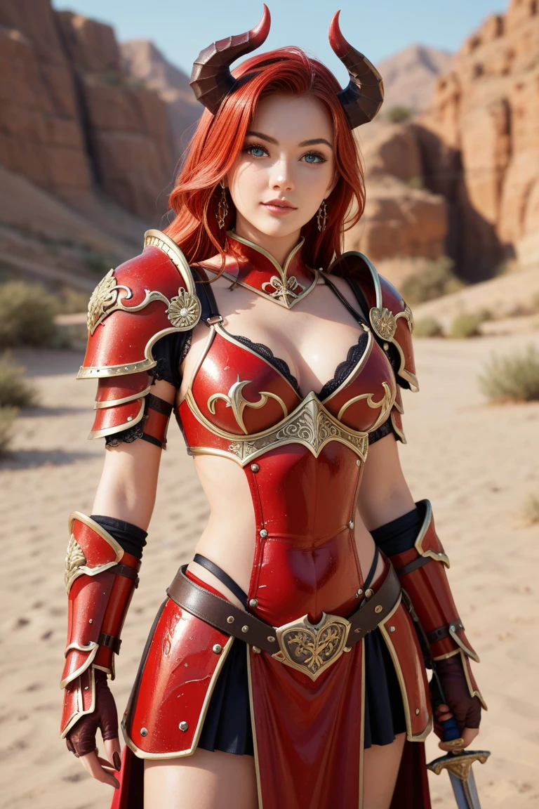 Professional , ​masterpiece、top-quality、photos realistic , depth of fields 、（Dragon Red Metal Body:1.９),(Enamel Red、（cleavage of the breast）、Dragon Gold Weapon、（Red Micro Bikini Armor:1.４),Gorgeous gold weapons ,（（ Dragon's dense and gorgeous sword）） , （demonic wings）、（（a blond））、（Castle background）、（（Gangle's forest background））、（（Fight dragons））、Beautiful Caucasian beauty、１a person、dynamic ungle,(((Detailed and ornate dragon helmet)))、Smaller head、A smile、Castle background、Thin and beautiful female hands、cleavage of the breast、Soldier in iron armor on background、Mystical expression、Light Effects、intense fighting、Wind-effect、magic circles、With the legendary magic wand、Dragon's tail、explosions、Anatomically correct body、