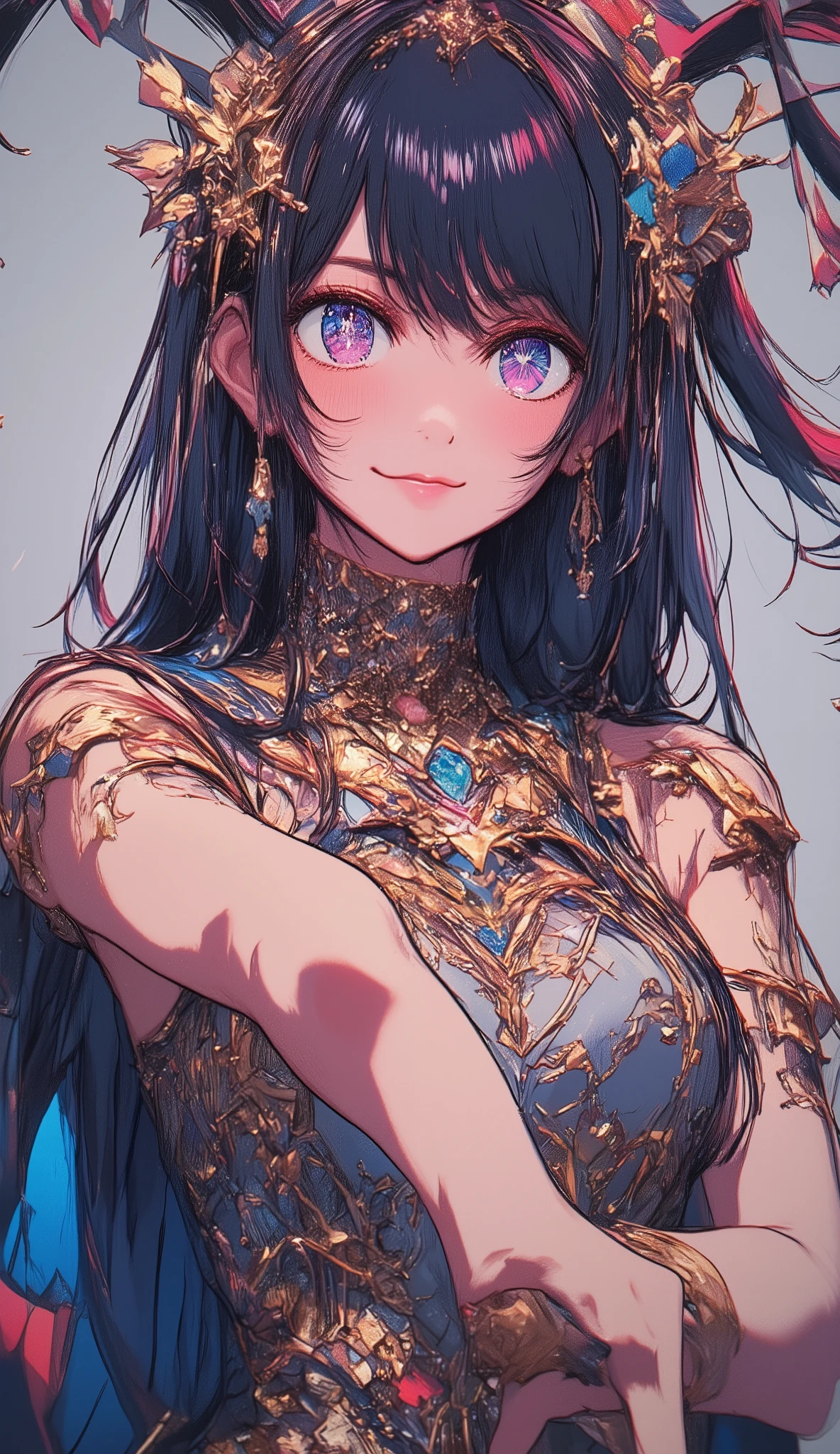 Love Hoshino、 idol costume、 upper body、 、 simple background