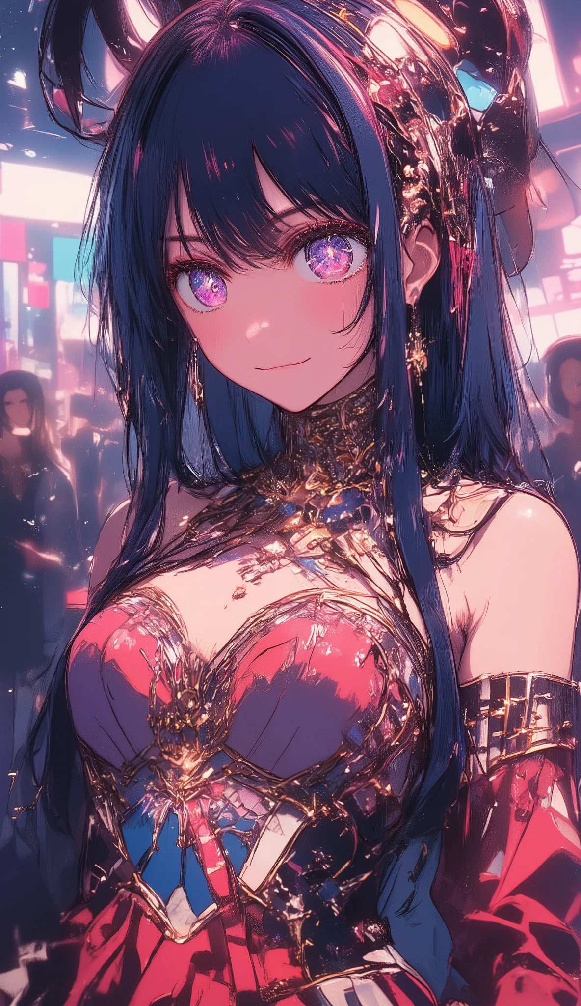 Love Hoshino、 idol costume、 upper body、 、 simple background