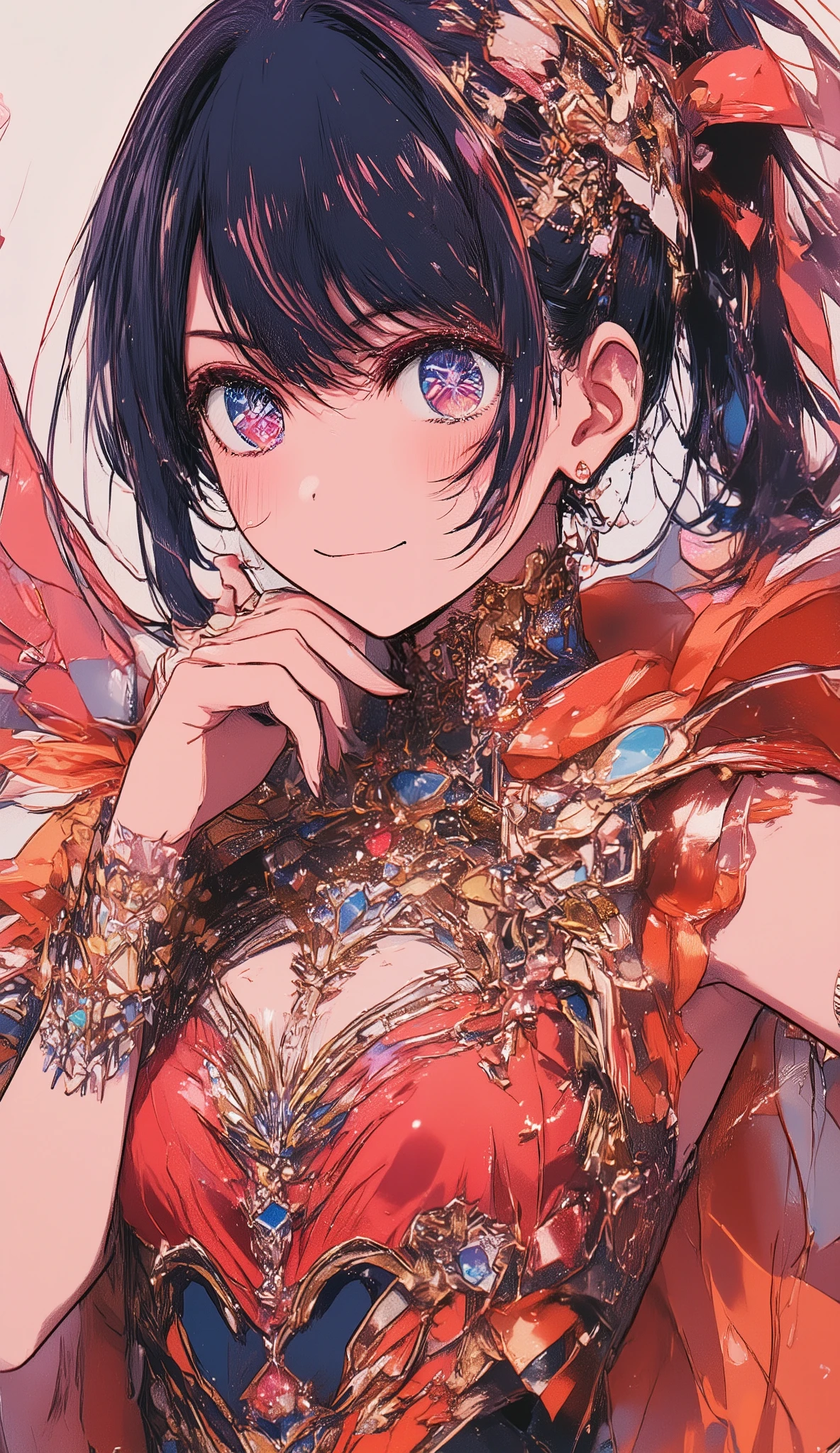 Love Hoshino、 idol costume、 upper body、 、 simple background