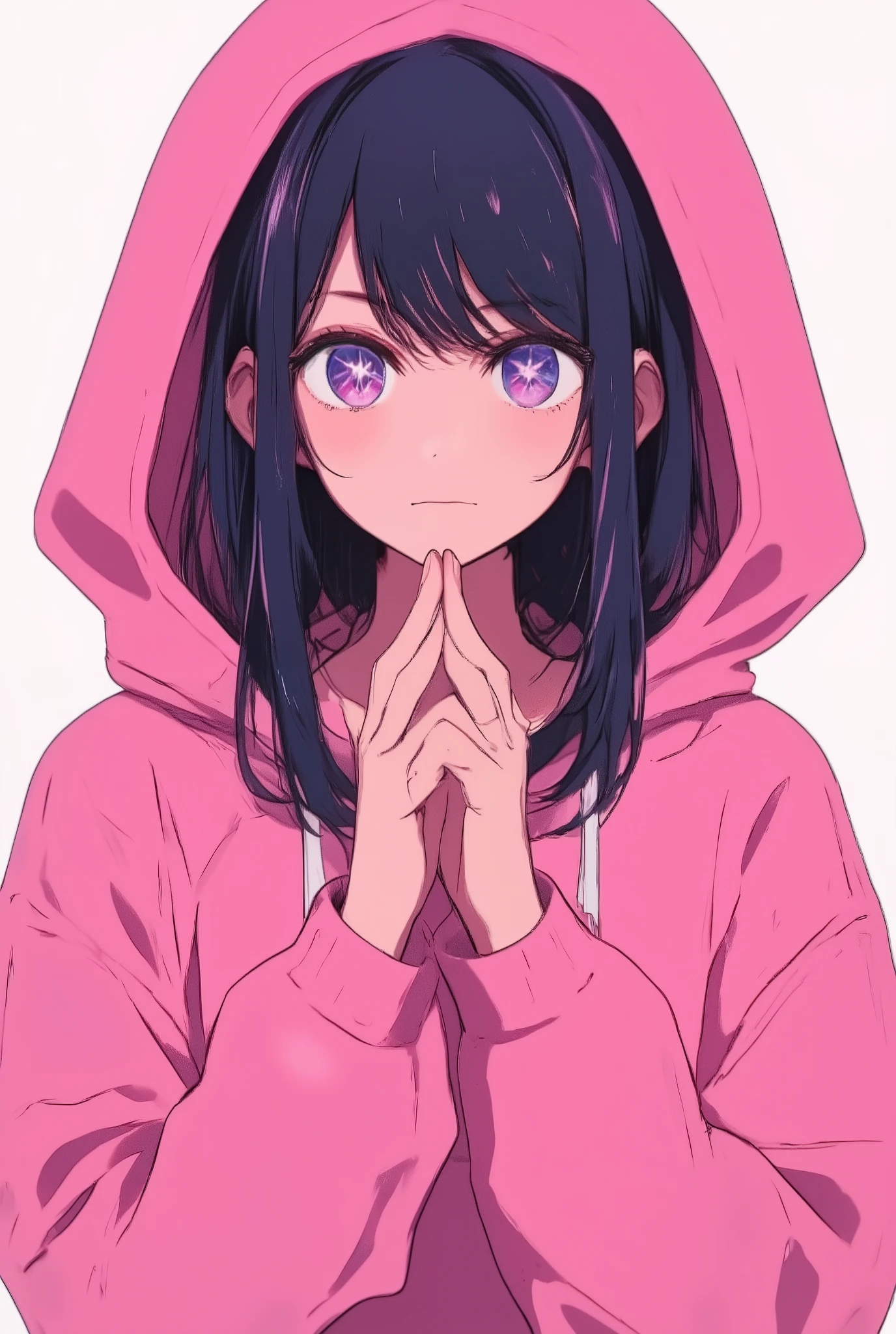 Love Hoshino、 pink hoodie、 upper body、 、 simple background
