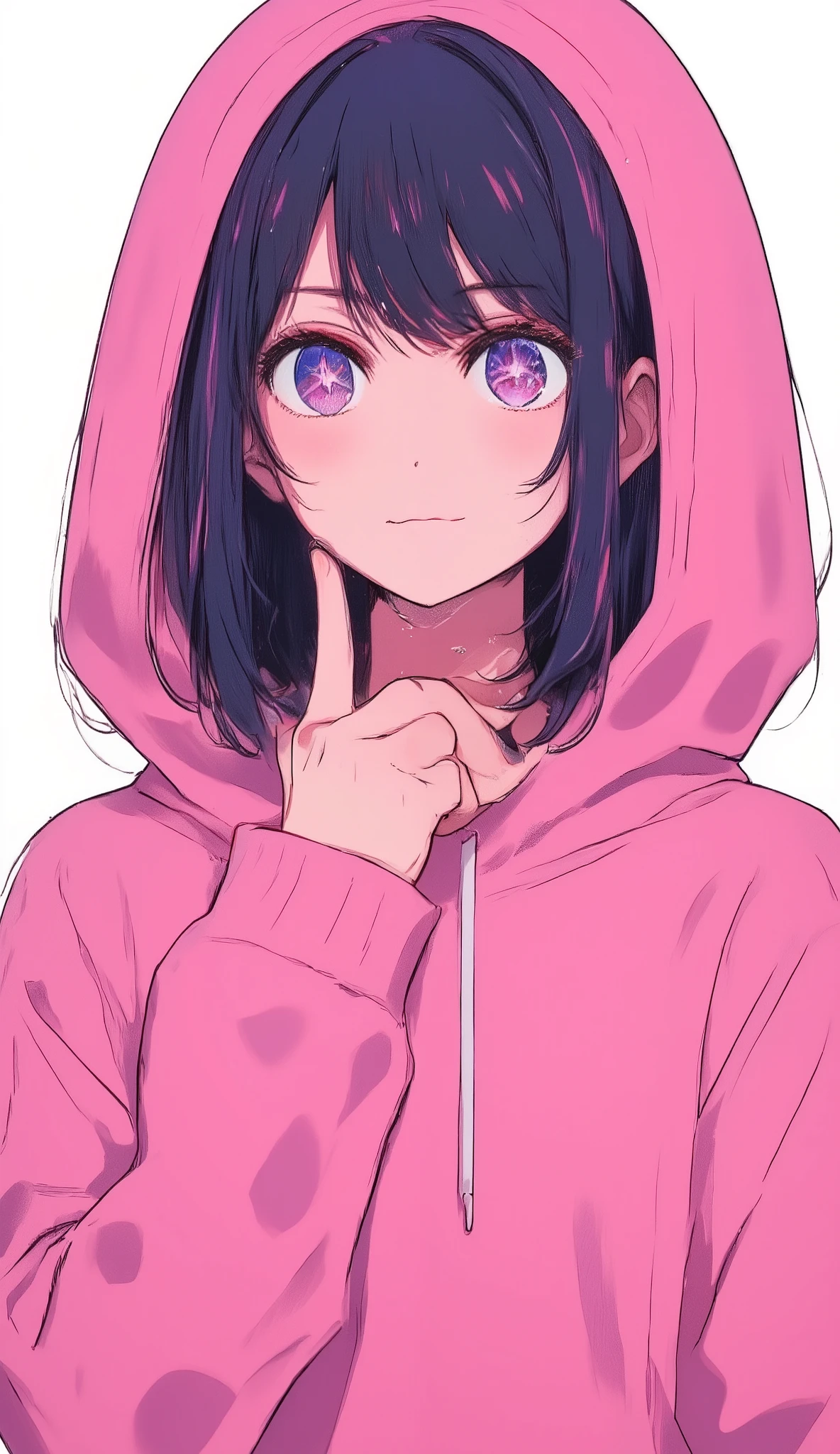 Love Hoshino、 pink hoodie、 upper body、 、 simple background