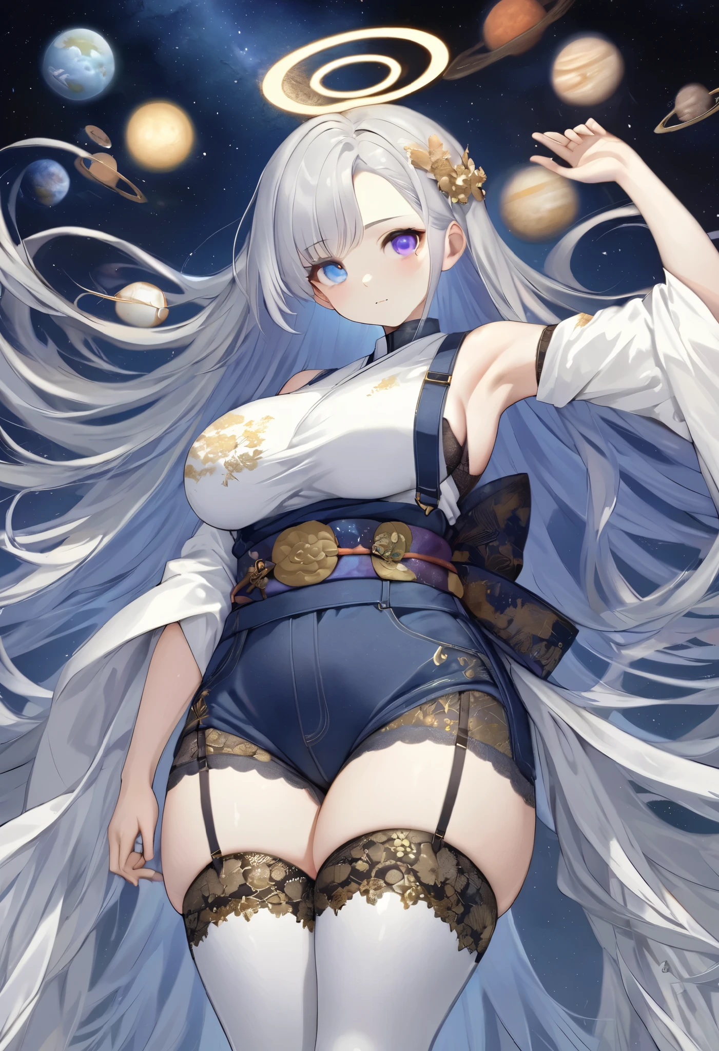 The color of the eyes is a complex shade of blue