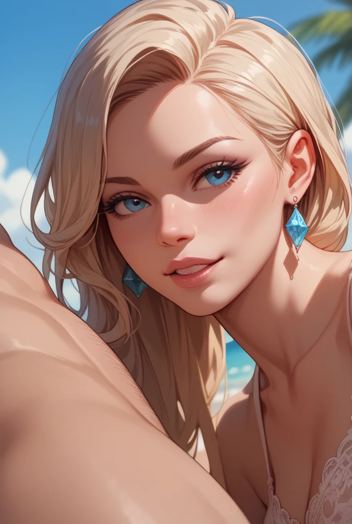 emma_frost, beautiful, lighting, masterpiece, best quality, 1girl, solo, sam yang, swimmer, bikini, stylish bikini, small breast, cleavage, tan line, portrait shot, looking at viewer, detailed face, detailed eyes, detailed hair, outdoor pool, wet skin, wet hair, high quality water, HD, 4k, ultra setting