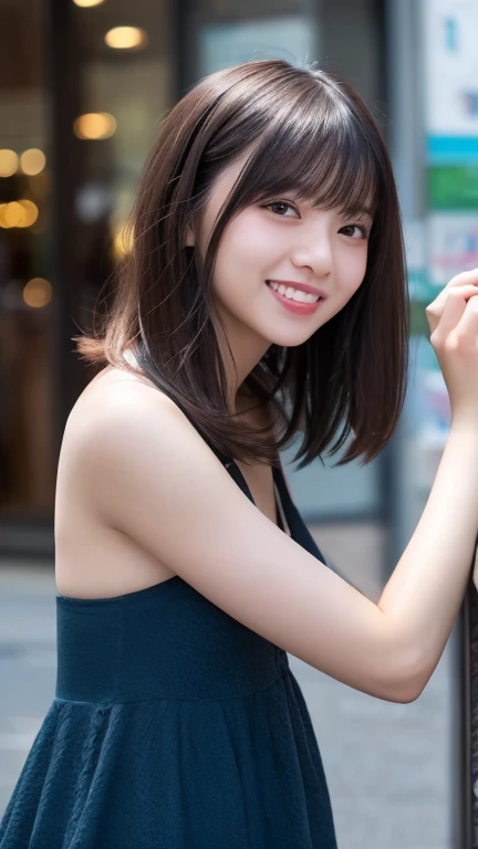 Upper body photo、Take close-up photos of your face、Fair skin、Great light、Beautiful lighting、、Blunt bangs、Detailed embroidery、Black Dress、Off-the-shoulder jacket、Gorgeous Accessories、Knee-high socks、Full moon night、Outdoor Background、smile、かわいいsmile