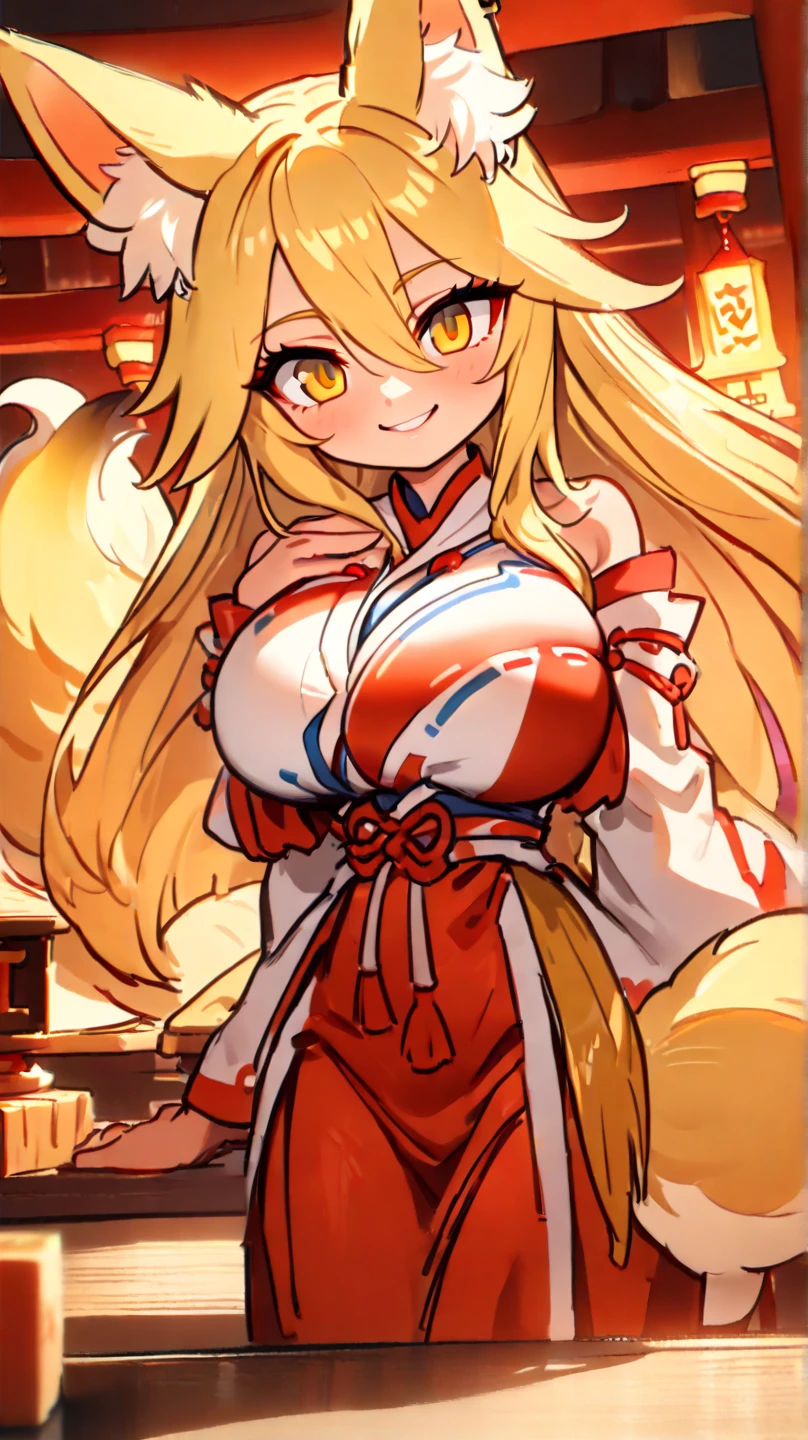 (Front Focus),(In the Dark:1.6), (masterpiece, Highest品質, Highest, Official Art, beautifully、aesthetic:1.2), Game CG, Extremely detailed and realistic CG, colorful, masterpiece, Highest品質, Jewel-like eyes, One girl, alone, (Blonde:1.5), Shiny Hair, Very long straight hair, Twin tails, thin, thin脚, Fox Girl, Japanese Shrine Maiden Costume, Black Shrine Maiden Clothes, mini skirt, Succubus Boots, Aqua blue eyes, Large Breasts, Saggy breasts, Cleavage, black elbow gloves, latex, Grin, smile, Jig eyes, Juru, Half-closed eyes, tsurime, hotel bedroom background, From a viewpoint, Highest quality eyes, Sharp teeth, Tsundere, Are standing, Contrasting, Raise the hand, (Dark Skin:1.0), Fox Ears, Fox&#39;s Tail, mesugaki, teasing, Conceit, pretty girl, , Open your mouth, tooth, Sticking out tongue, Pointed Ears, Pink Heart Tattoo, (Sharp focus:1.2), thin腕, thin脚, overview, Last, Bitch, Dark Skin, Dark Skin,
