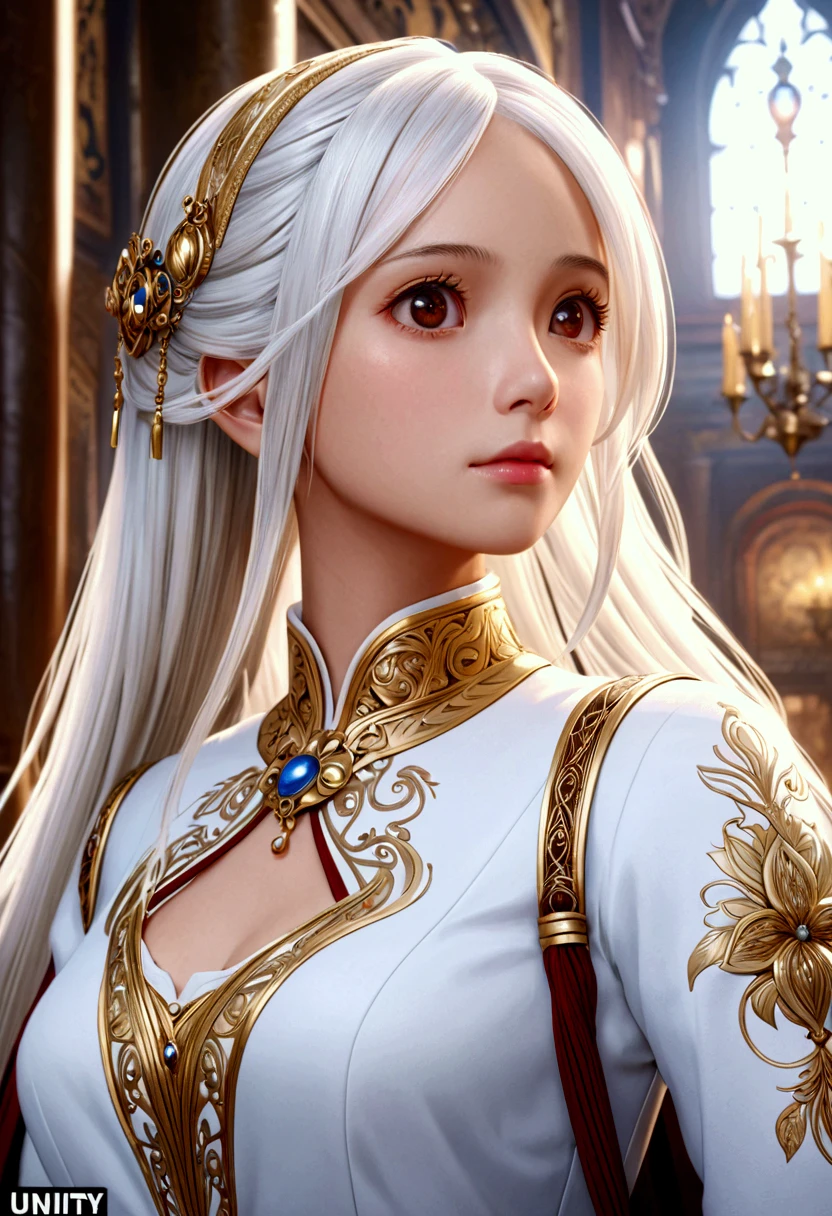  masterpiece,  better quality,  official art ,  Extremely detailed Cg Unity 8k wallpaper,  highly detailed ,  illustration, white hair, 