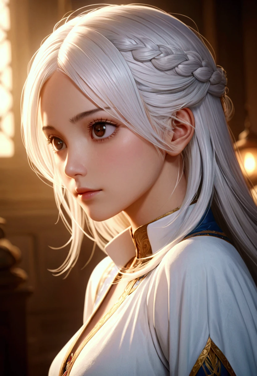  masterpiece,  better quality,  official art ,  Extremely detailed Cg Unity 8k wallpaper,  highly detailed ,  illustration, white hair, 