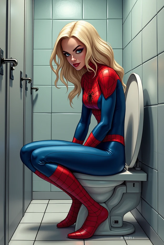Gwen Stacey from Spider-Man notices that she forgot to put her pants on nsfw