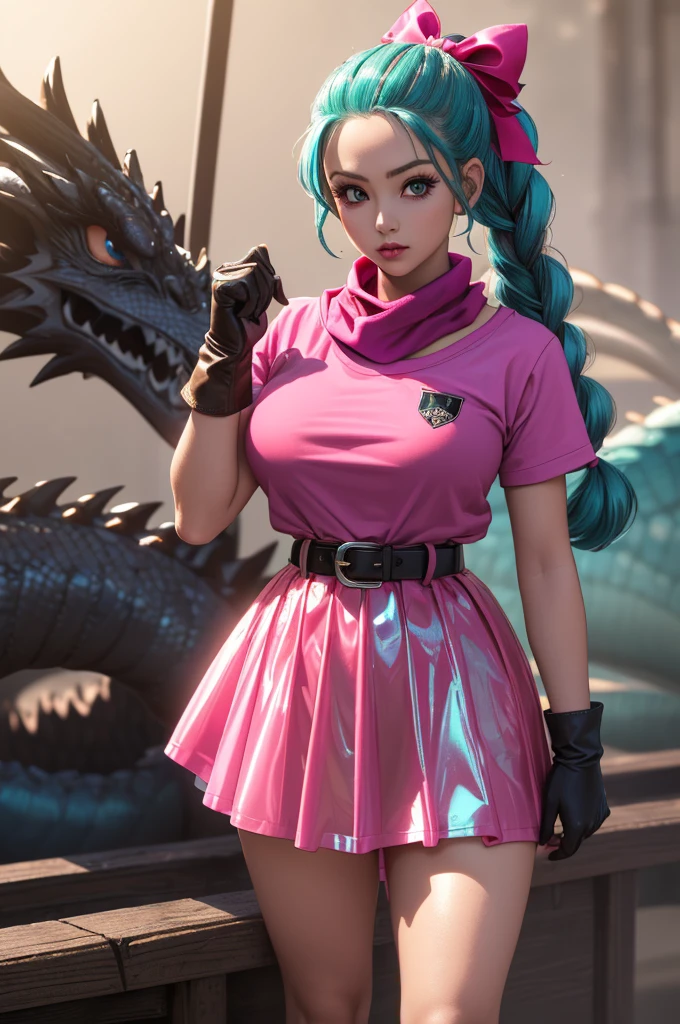 (ultra realistic,32k,RAW photo:1.1),(high detailed skin:1.1), 8k uhd, dslr, high quality, film grain, (makeup, mascara:1.1), lips,(thick\lips\),
(shiny glossy translucent clothing:1.1), dragon ball, blmpony, aqua hair, hair ribbon, braided ponytail, pink shirt, belt, scarf, pink skirt, clothes writing, brown gloves,, medium breast,
(looking at viewer, sitting, crossed legs:1.1),,
(radiant:1.1),dark theme, dragon's breath grotto, billowing dragon breath, hidden treasure, cavernous sanctuary, show nipples, medium breasts, show vagina, spread legs.