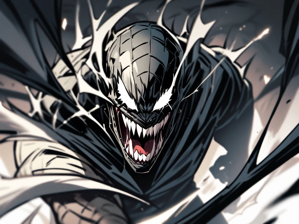 Venom, Venom monster, Spider-Man, black, white background