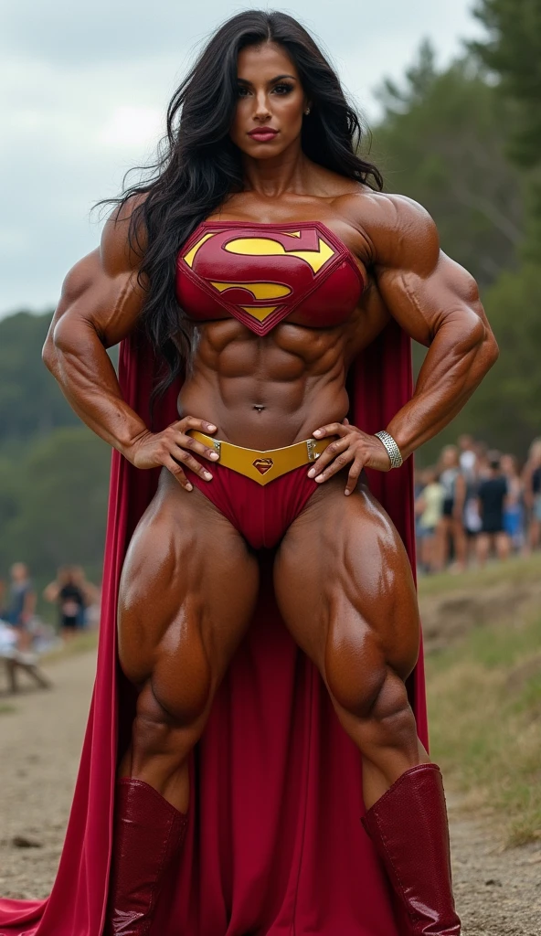 Subject:
1 Solo Female Drow Elf
Physical Description:
Purple Skin
Long White Hair
Strong Body with Abs
Shiny Skin (Ultra Quality)
Attire:
Yellow Tiger Bikini (underneath)
Red Cape (flowing)
Pose:
Standing Pose
Background:
Cinematic Street Scene (Atmospheric, 8K)
Additional Notes:
Red sunglasses