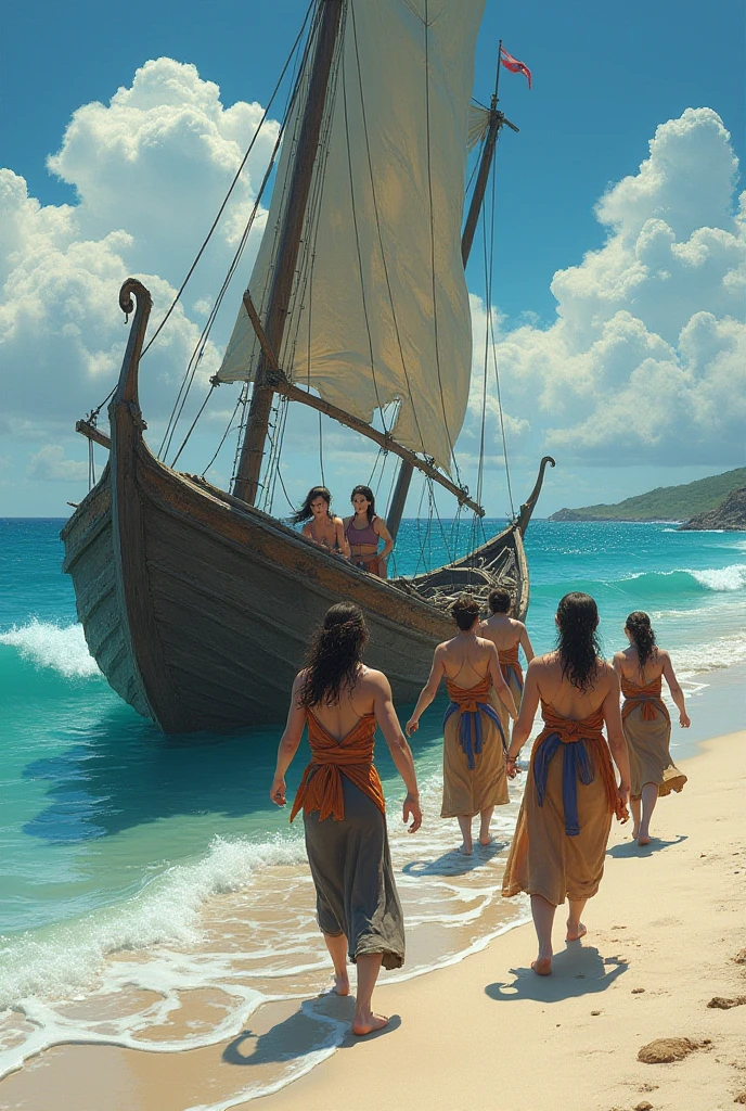 The people of the island gladly accepted but asked Robinson how he would go and how he knew where the place he wanted to go was., because the people of this island had never gone out to sea, They used the boat only for fishing and knew nothing about directions at sea.. Robinson stayed a few more weeks teaching civilization what he knew., He was able to teach them to sail. And so, The day came when they would leave, Robinson and two other people from the island who would take him to his destination and return as soon as they left Robinson