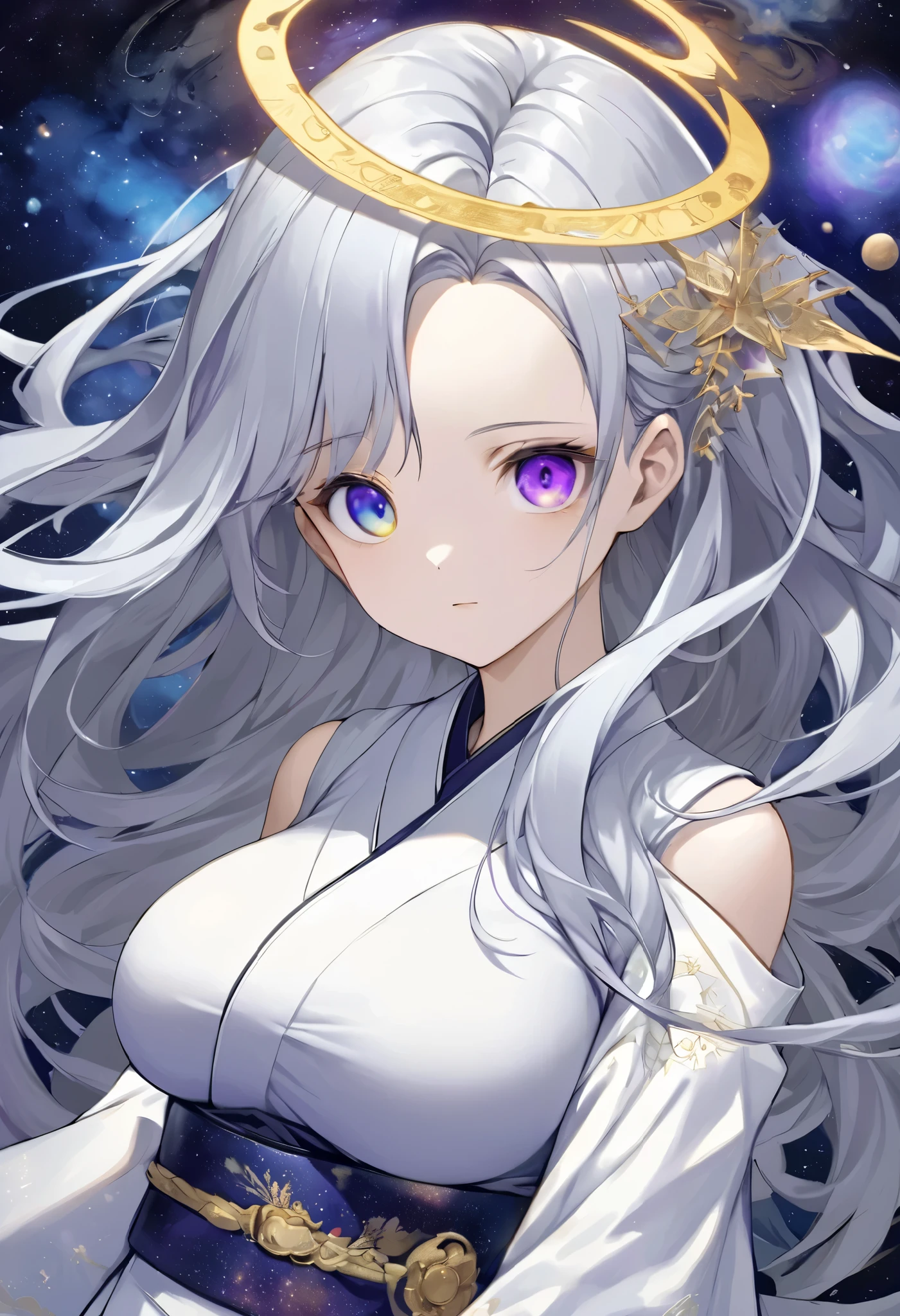 The color of the eyes is a complex shade of purple