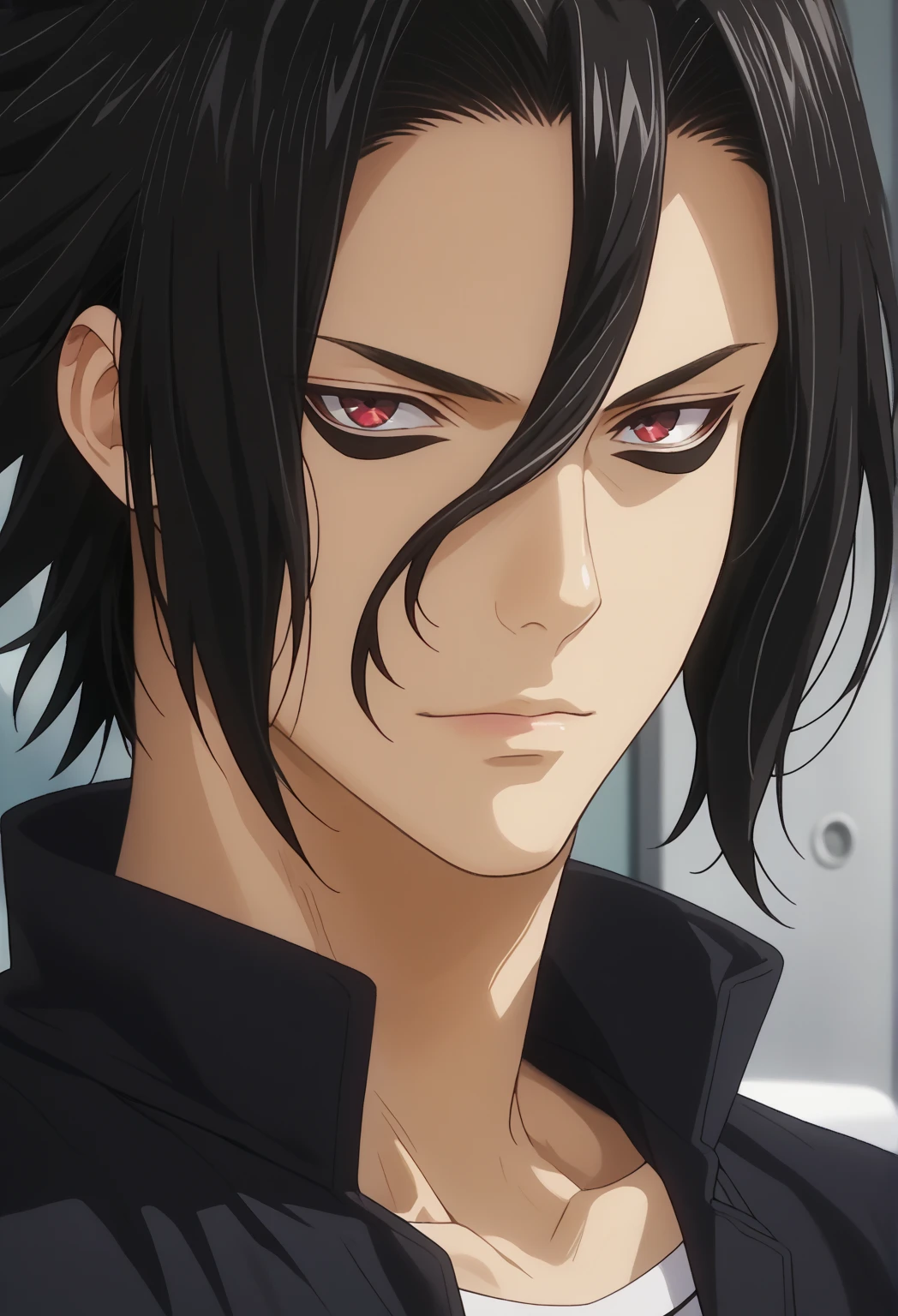 score_9, score_8_up, score_7_up, source_anime, rating_safe, KurokibaSNS, black Kurokiba hair, red Kurokiba eyes, 1boy, male focus, anime screencap,