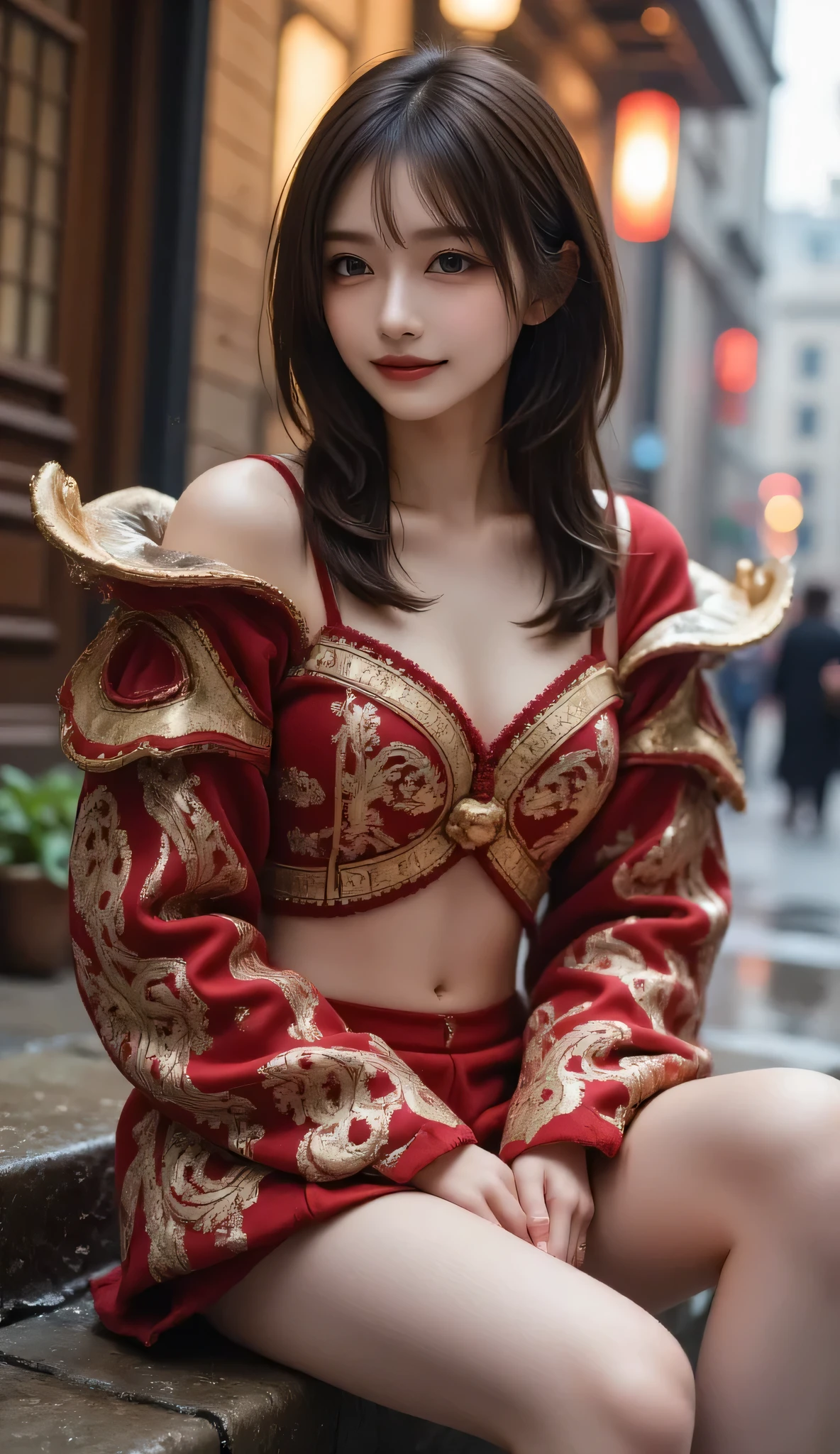 (masterpiece, highest quality:1.4), (Sitting in a treasure chest:1.5), (dynamic pose:1.5), outside, (coins and jewells outside the treasure chest), (on the beach), 1 girl, alone, hancock1, 1 girl, Boa Hancock, big breasts, cleavage, long hair, epaulettes, cape, (white cape:0.5), crop top, long sleeve, side slit, (European young woman:1), looking at the viewer, Beautiful smile, beautiful face, highly detailed face, highly detailed eyes, scattered below the surface, realistic pupils, blush all over the face, lip whole, detailed background, written boundary depth, volume lighting, sharp focus, confused, realistic proportions, (realistic, hyperrealistic:1.4), 16K HDR