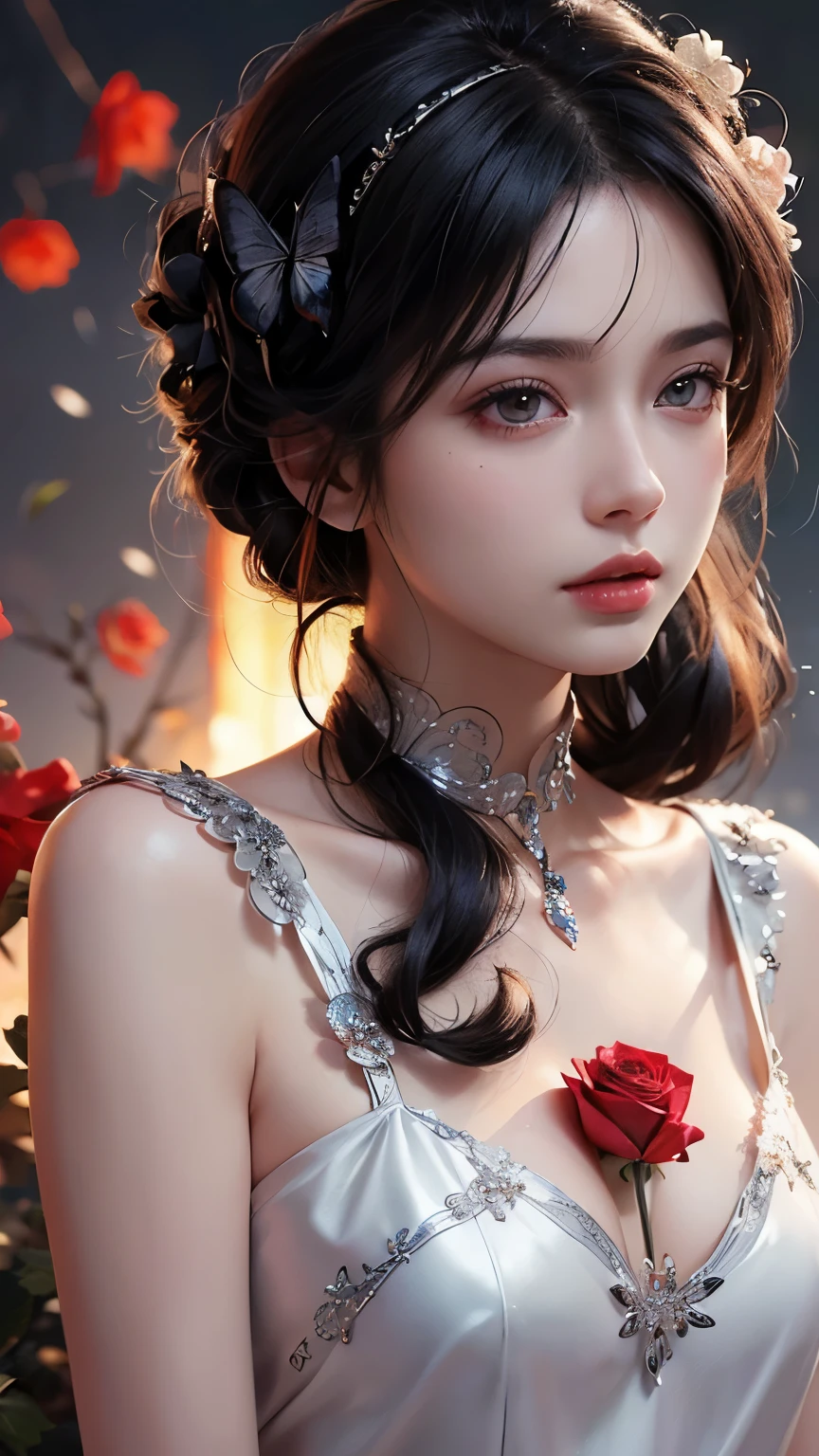 Cool illustrations inspired by NFT art..、Make the background brighter、miraculous、High quality、pure rose face_V1:0.8