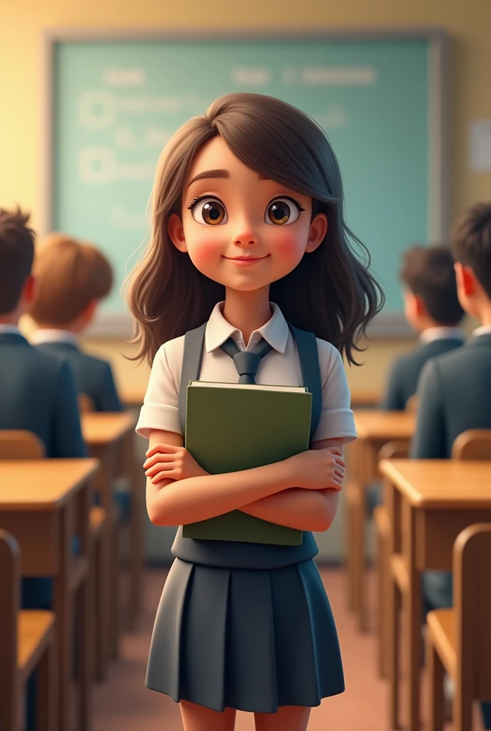 create a girl image, Brunette with school supplies