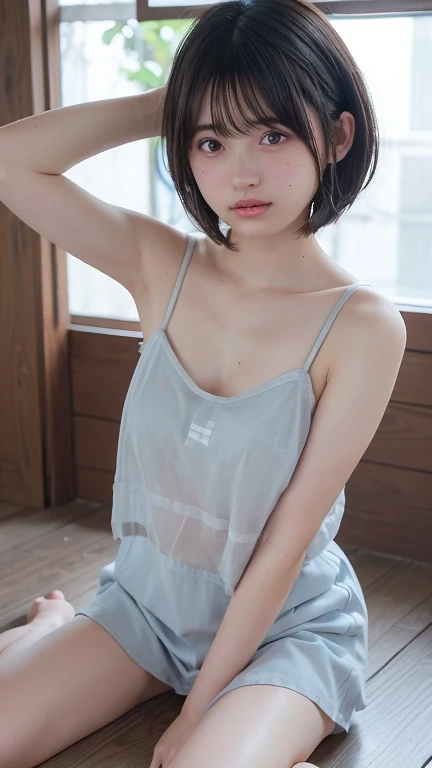 Lying in bed:1.88、Very listless expression、(((A loose-fitting camisole、The shoulder strap is off:1.52))),barefoot,One Girl,Realistic,Bedroom、((Extremely precise and accurate anatomy:1.0、Hands have five fingers、Five fingers on the feet)), (photo Realistic:1.4), (hyper Realistic:1.4), (最高品質のRealisticな肌の質感:1.4), (Improvement of quality:1.4), (Enhances the beauty of skin texture:1.1), Clean and glowing skin, mesh, thin:1.2, (Realistic:1.3), Realisticなライティング, (Smoother lighting:1.05), (Improving the quality of cinema lighting:0.9), Backlight, A gentle light on your face, Ray Tracing, (Bright light:1.2), 32K, One Japanese woman, fine grain, Detailed face, (Film Grain:1.1),(Accentuates body lines:1.1), High resolution, Natural look, Kind eyes, Improves hair quality, Delicate light and shadow, Transparent muscles, Graceful pose, Beautiful Eyes, Sharp details, Soft light reflection, Beautiful contours, Delicate skin tone, Fine hair texture, Natural background,