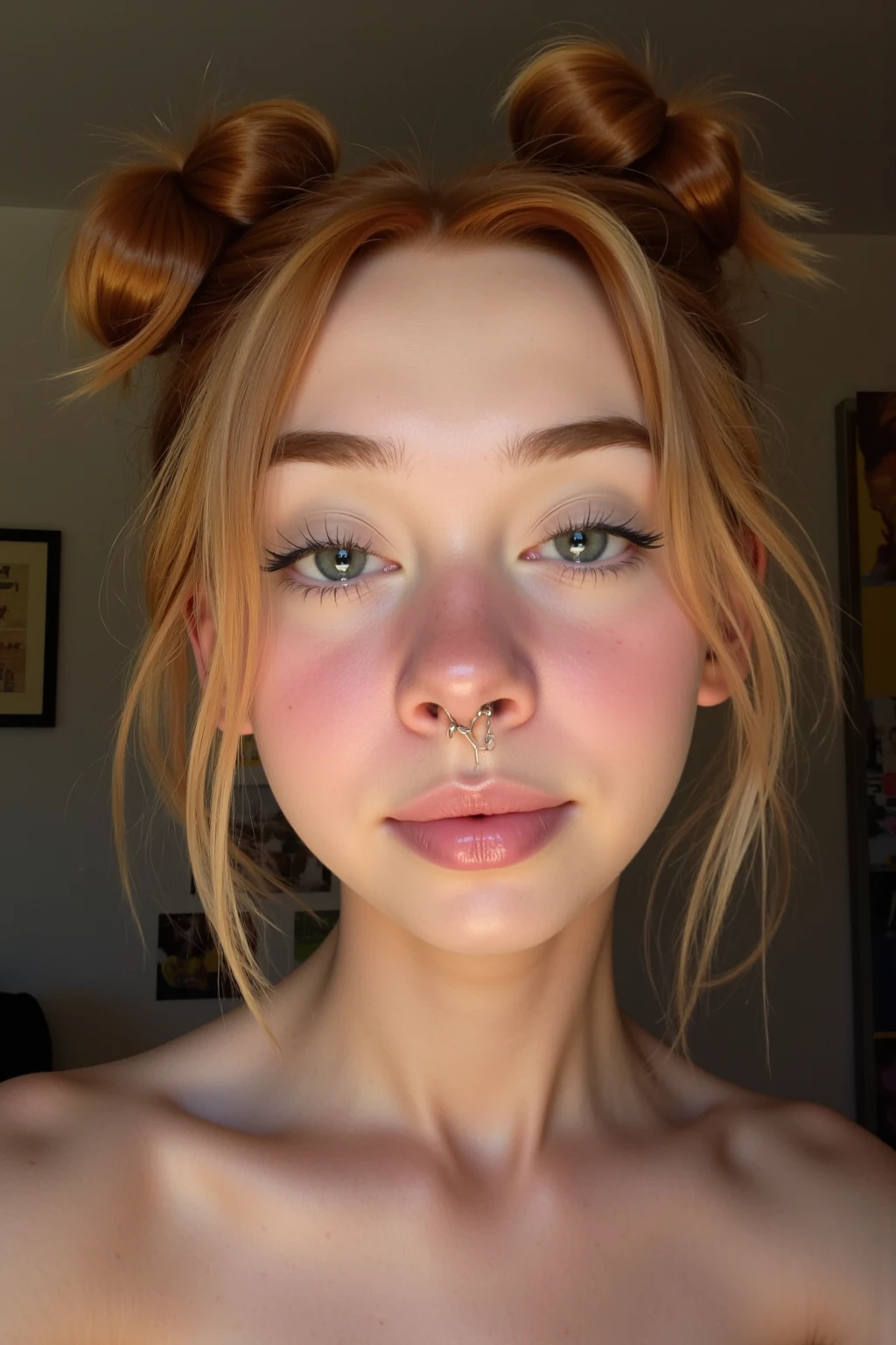 woman with freckles, topless, brown freckles, freckled pale skin, cute freckles, small freckles, freckled, freckles!!!, freckles, elegant freckles, brown freckles, with freckles, freckles on chicks, dark noticeable freckles, freckled face, very brown freckles, rosy cheeks with freckles, a lot of freckles, Lentigines, breasts showing, 30 year old woman, freckled nose, freckled chest, hard showing, face stretching out into dog muzzle, dog ears, dog fur growing, dog nose