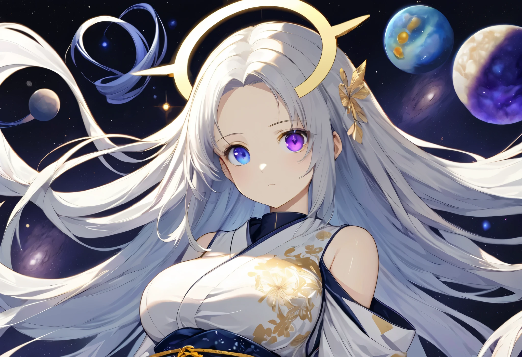 The color of the eyes is a complex shade of purple