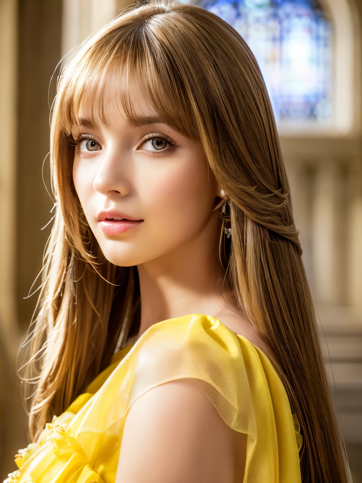 photo of seductive (emb_mcgoverneli:0.99), a woman as a sexy customer, closeup portrait, (tight yellow long sleeve Leather Brown t-shirt), (jeans), (in a department store:1.1), (masterpiece:1.5) (photorealistic:1.1) (bokeh) (best quality) (detailed skin texture pores hairs:1.1) (intricate) (8k) (HDR) (wallpaper) (cinematic lighting) (sharp focus), eyeliner, (painted lips), (earrings), (vivid atmosphere)