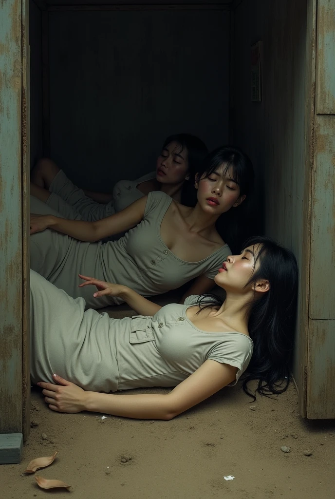 Highest quality、Masterpiece、8k、Japanese women、30th Generation、ghost、Pale skin、office building、ruins、Scary atmosphere、sexy、naked、pubic hair、Slender figure、Beautiful feet、Realistic Face、Horror、Realistic hands
