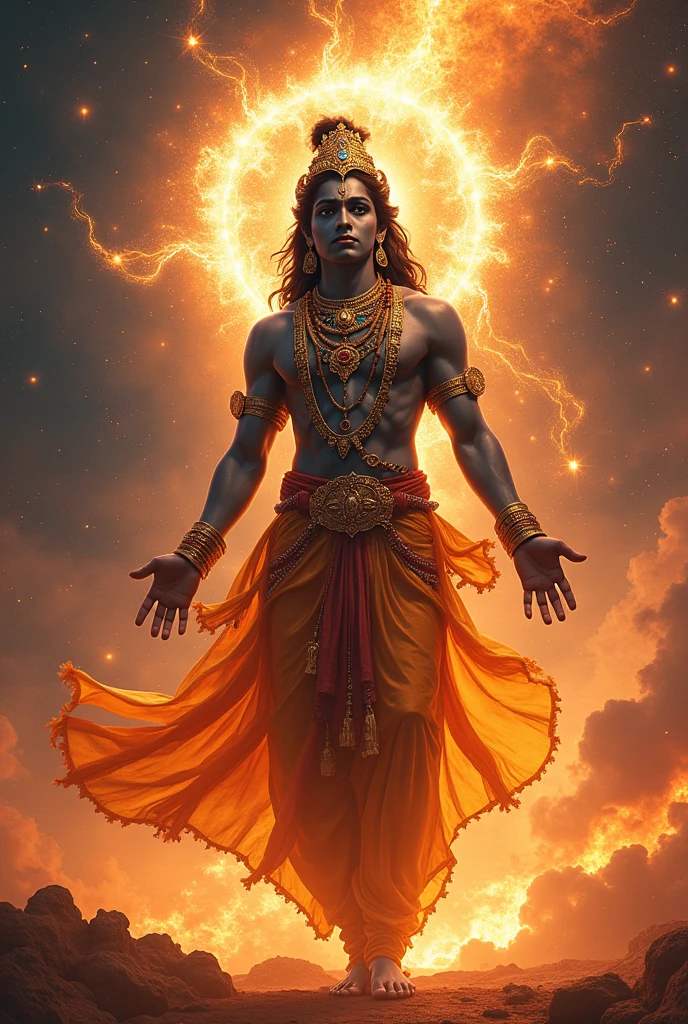 Shrikrishna throwing sudarshan lighted
chakra Fantasyreal