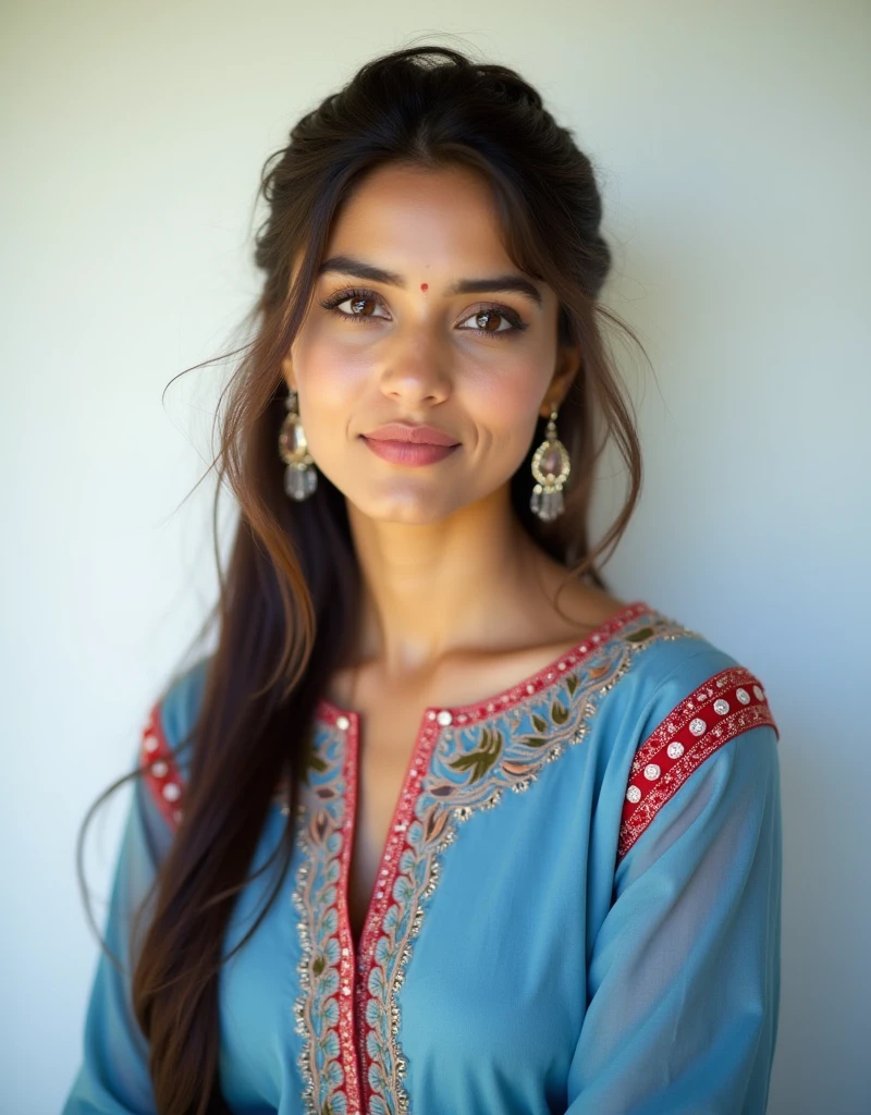 Aesthetic Photo of a girl wearing blue salwar kameez