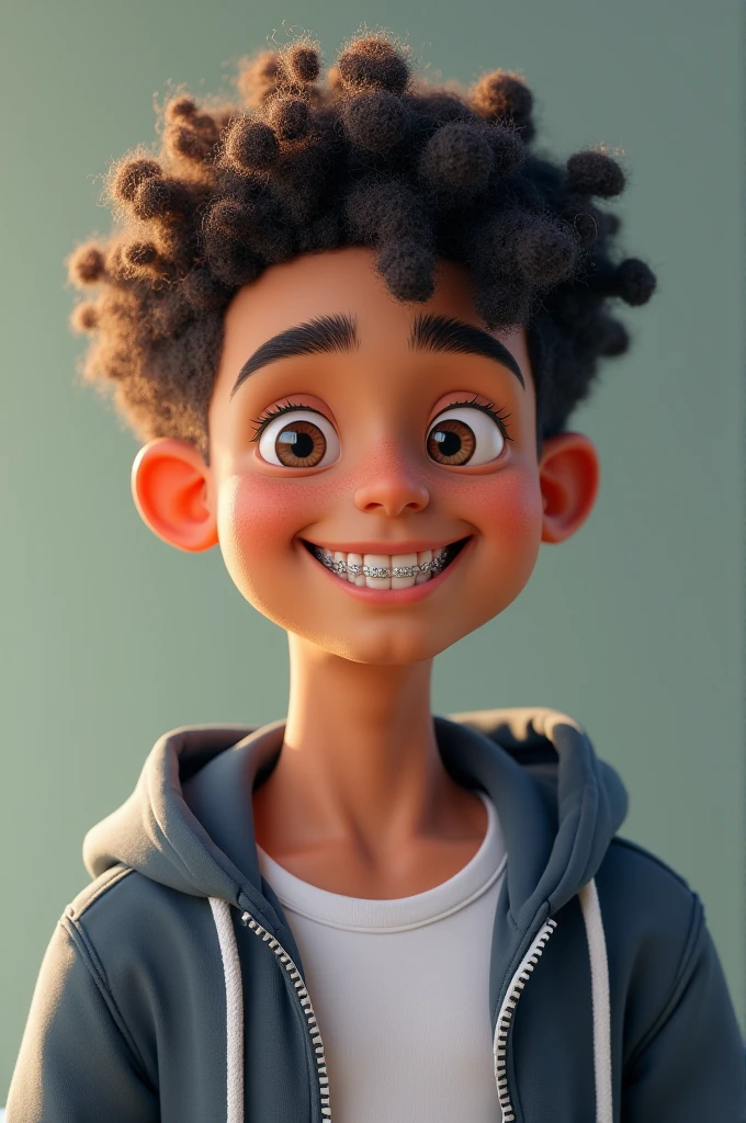 Boy 1,69 meters, dark brown eyes, straight black hair, big teeth with blue braces and a nice smile, big nose, Dark skin, Big hands, has a little bit of facial hair, not so physically remarkable and with unattractive features, slim but strong body and basketball player