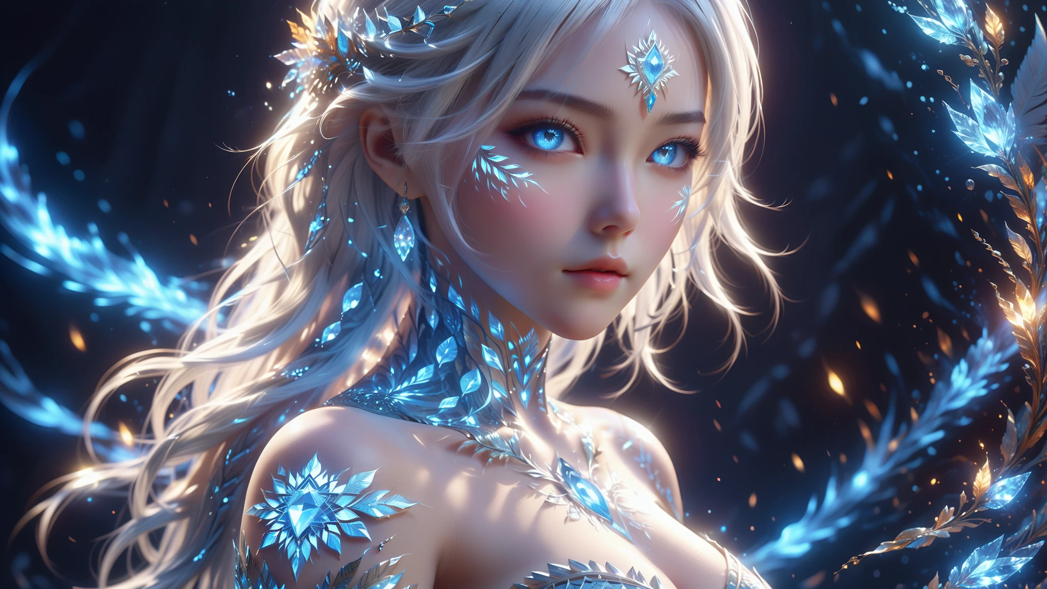 (((crystal goddess))),Delicate face,The face of Eros,Chinese handsome,Galaxy and stars,sparkling diamonds,Big breasts,glowing skirt,Taller,Irrigating color,The Arthur effect, Transparent body, Translucent molten glass gradient, caustic, transparent glass texture, irritating color, designed by dietrams, simple, glows in high detail, white back, industrial design, studio lit, C4D, OC renderer, clean shadows --auto --s2