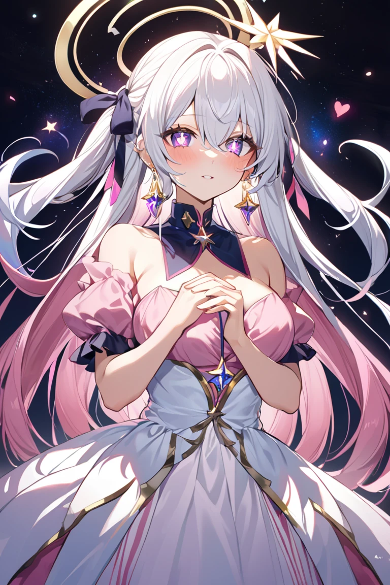 2 anime girl: 1 with blue eyes and white hair and 1 with pink eyes and pink hair, beautiful anime girls, zerochan art, digital art on pixiv, guweiz on pixiv artstation, nightcore, pixiv, anime girls, trending on artstation pixiv, beautiful anime art style, beautiful anime artwork, (ultradetailed eyes), Dramatic, superfine illustration, Extremely detailed, 1girl in,teenager, (pale skin), long white hair, Ethereal eyes, Blue eyes,blush,Solo,Smile, Happy, Laugh, Enjoy, Open mouth, Pouty lips,Cinematic lighting, Looking at Viewer