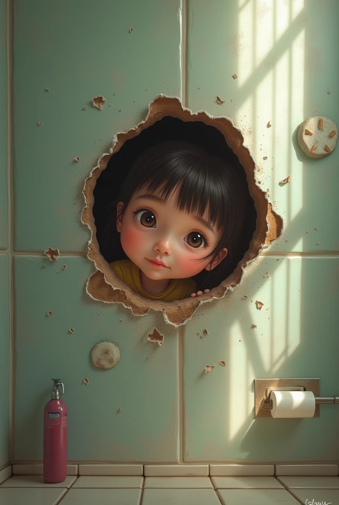 Oil painting of a funny little girl hiding in her grandmother's cupboard. The girl's happiness is reflected in this picture. <lora:!action-sdxl-V0.5:1> in a zdyna_pose, dutch angle, from below, low camera angle actions scene, foreshortening,, ((style by Édouard Manet and John Singer Sargent))