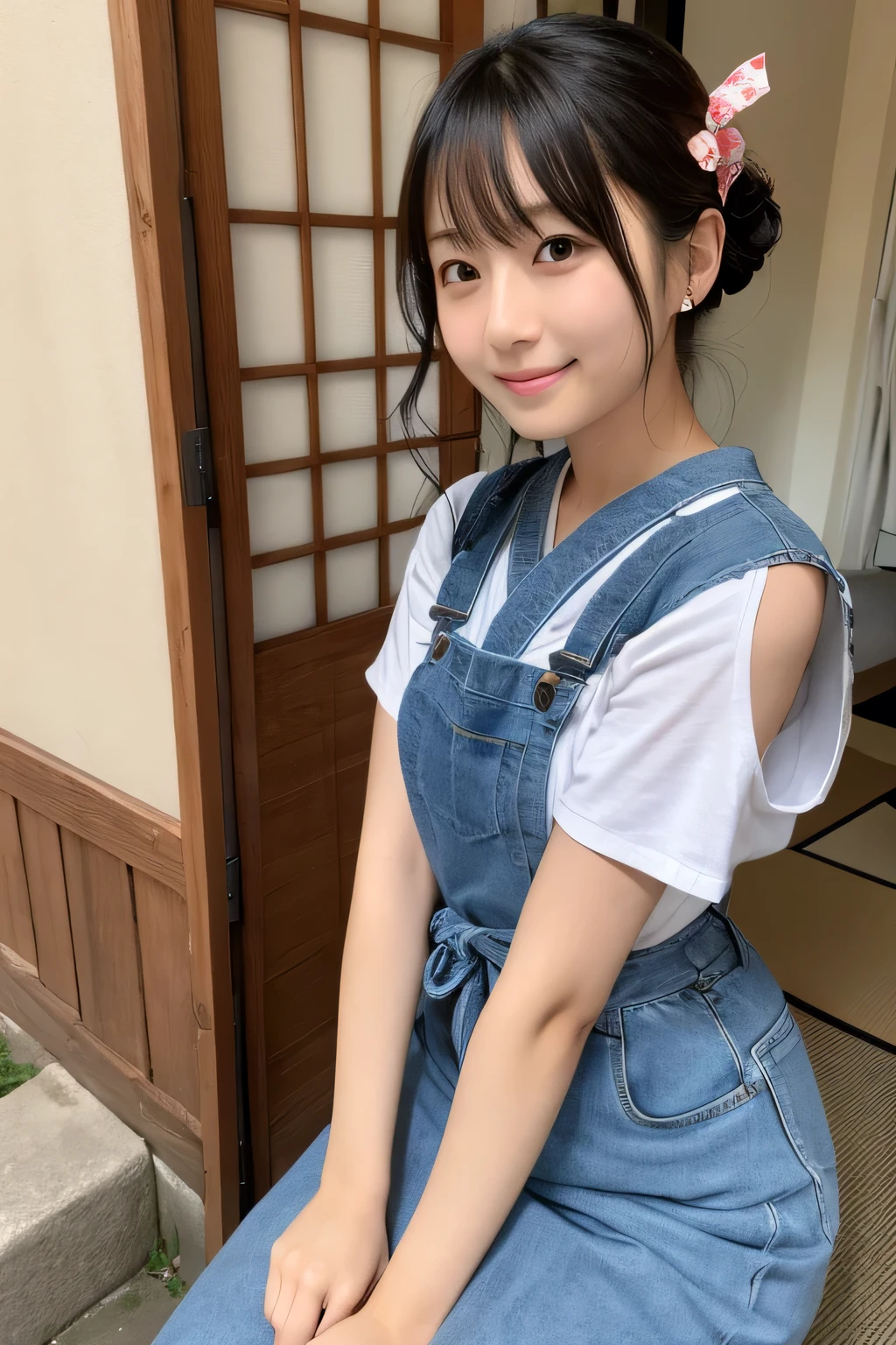 hightquality、​masterpiece、ultra res、cute girl face、kitchin、barechested、pinafore、Naked apron、full bodyesbian、Famous actresses of Japan、very beautiful face