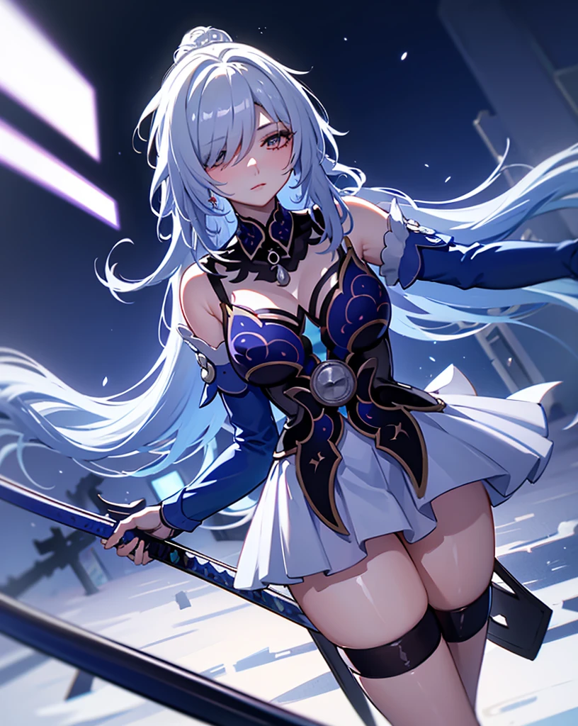 cute girl, swimsuit, ice and snow, cold, phoenix next to it, sword, cute, exquisite, light fog, wind, aesthetic, fantasy, dream, magic, magnificent imagination, high resolution, super delicate, two-dimensional, masterpiece, best quality