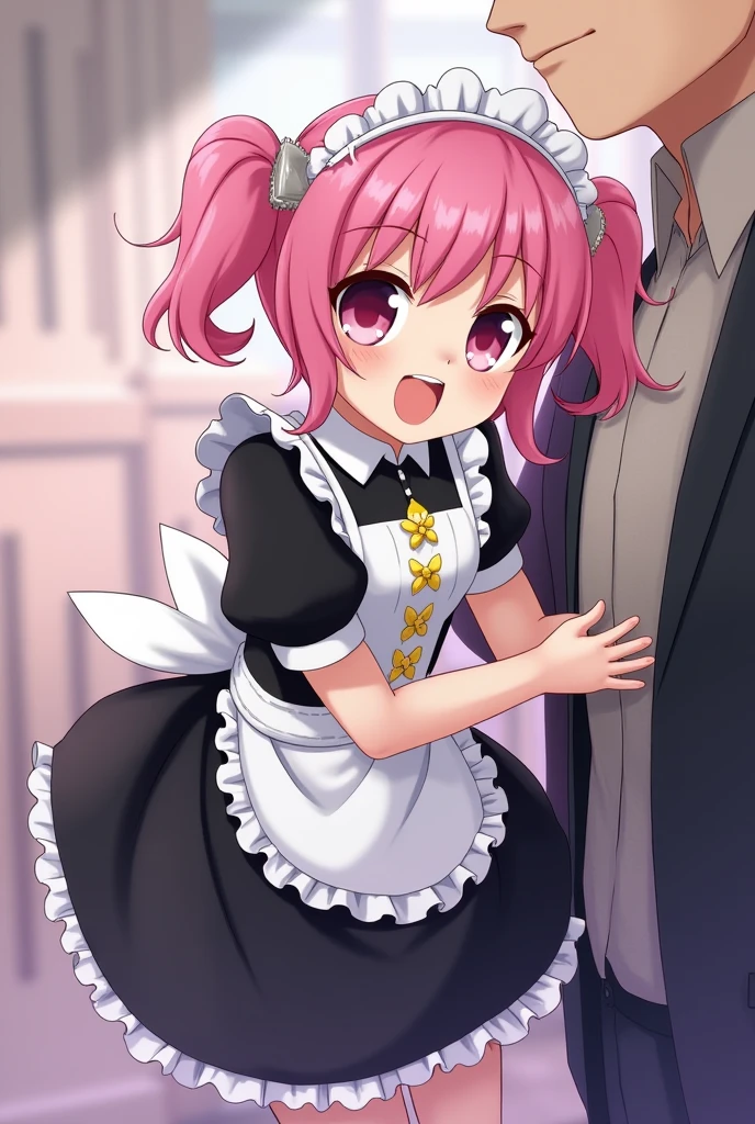 One girl, Cosmetan, methane, Twin Drill, Pink Hair, blue eyes, dress, Outdoors at night, Fallen leaves, (((skirt lift))), (((kneel))), (((white panties, White garter belt, white garter hose))), (((cum on mouth))), (((1fat man, penis, blowjob))),