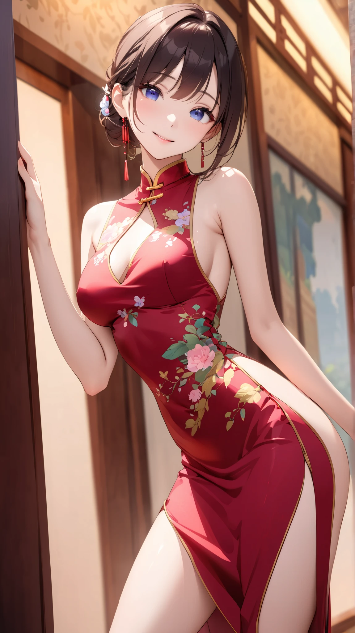high resolution, Adult women , Good lighting, contemptible, , (no nudity), (((cheongsam))), (()), ((())), (Garter belt), Abdomen only, (), , Cute face, I'I很尴尬,Blushed, humiliation, ((Look back)), ((transparent))()(T-back)(Existing in large quantities on the body,)