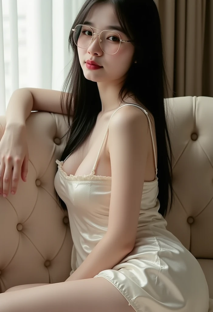 There is a woman sitting on a chair,There was a laptop on the table, gorgeous chinese models, low cut top, Open V chest clothes, xintong chen, Gorgeous young Korean woman, shaxi, Silk, korean women's fashion model, wearing a low cut tanktop, 2 4 year old female model, Korean girl, Sexy look, sakimichan hdri,high qulity,high detal,8K