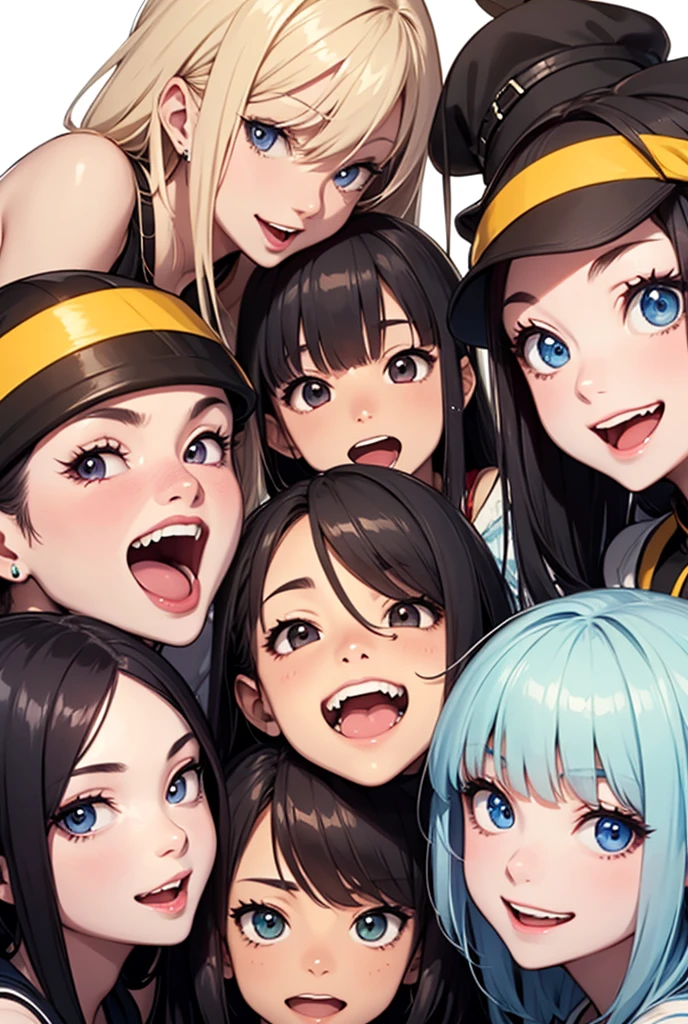 highest quality, Super detailed, detailed face, 8K quality, perfect ???????, perfect ???????, throw, ((5 girls:1.9)), (Mr.々hairstyle), Beautiful eyes with attention to detail, ((racing suit)), sexy pose, enchanting smile, detailed background, With background: (Circuit field:1.3), choker, ((group photo:1.6)),